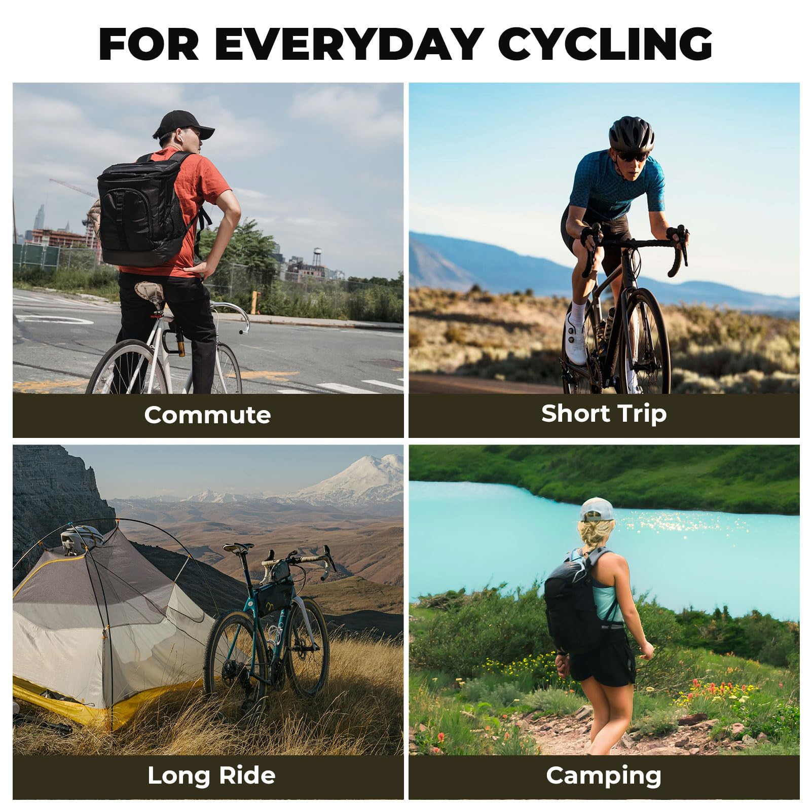 ROCKBROS Wodoodporna torba na widelec rowerowy do bikepackingu 7 l, przednia torba z zapięciem rolowanym, boczna torba na bagażnik do roweru szosowego, roweru gravelowego, roweru górskiego (MTB