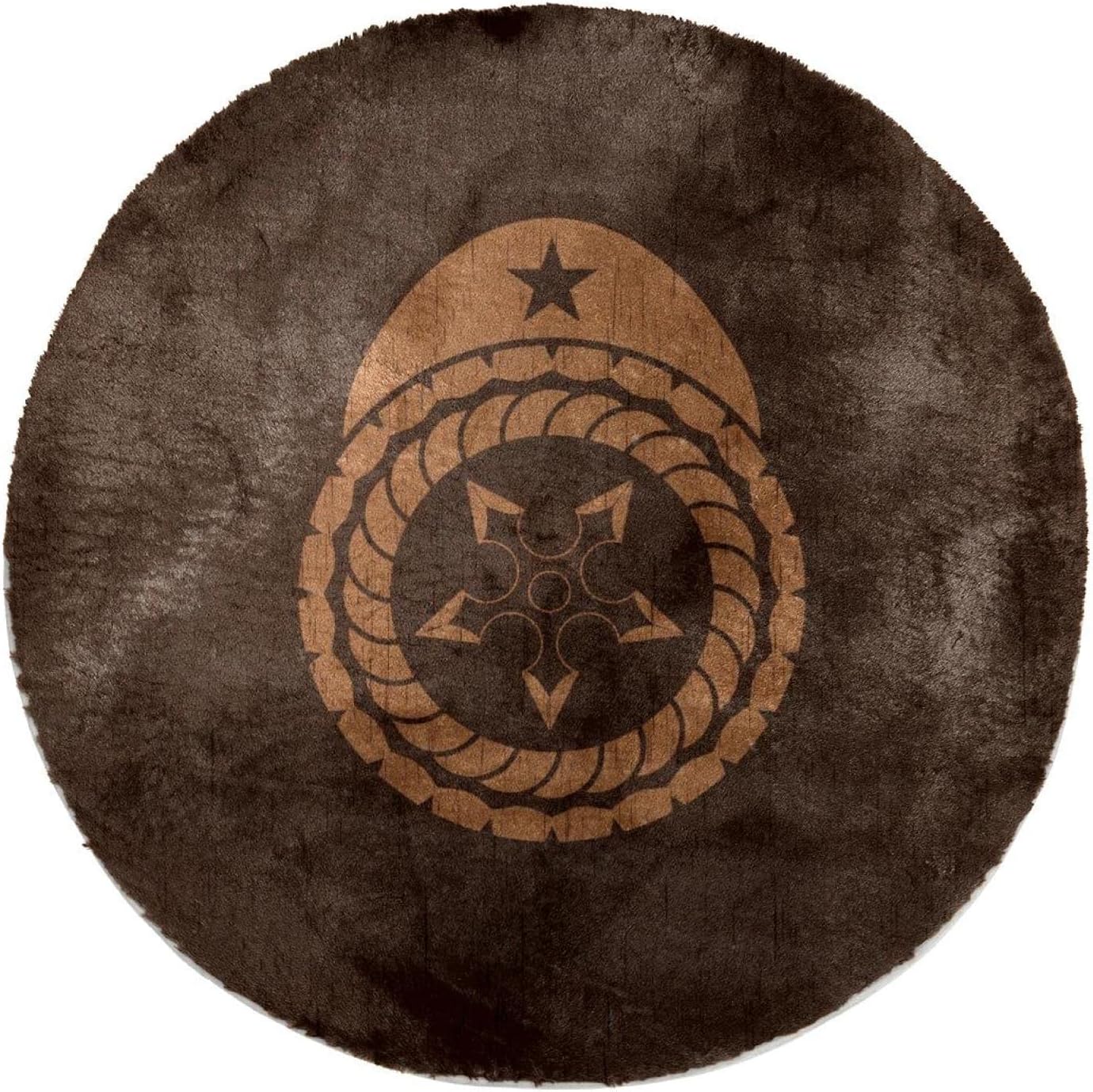 Ninja Star Wooden Emblem Icon Non-Slip Throw Rug for Bedroom, Furry Area Rugs for Sofa Living Room Dorm Decor, (Round - 2.6' Diameter)