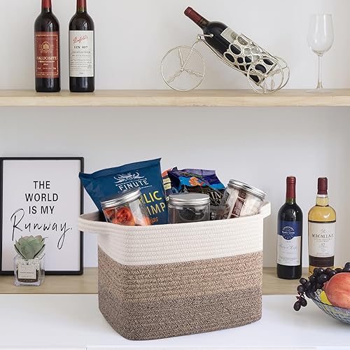 Vista 13 de OIAHOMY Cesta de almacenamiento, cestas tejidas para almacenamiento, cesta de cuerda de algodón para juguetes, cestas de toalla para baño, paquete