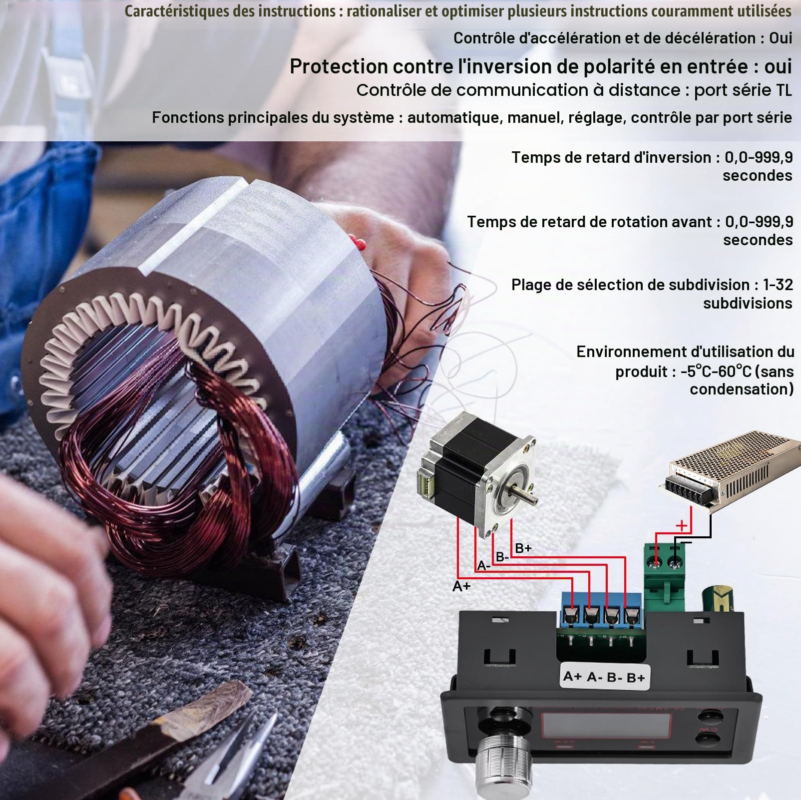 Nizirioo Pilote de Moteur Pas à Pas : Contrôle Avant/Arrière, Module de Vitesse d'Impulsion pour NEMA 17 23, Carte de Circuit Imprimé