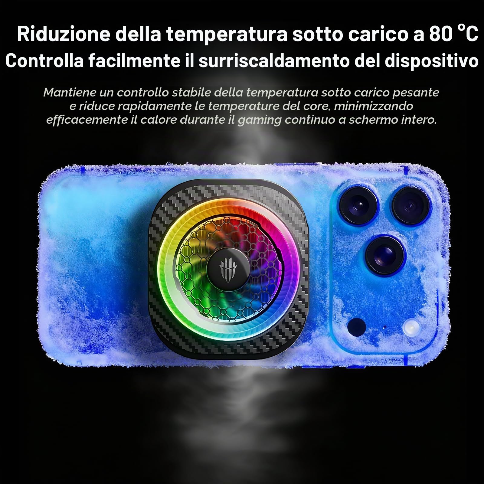 REDMAGIC 8Pro Raffreddatore Magnetico per Cellulari Gaming Ventola Telefono | 36W Radiatore Phone Cooler Luce RGB con Clip con Braccio Magico e Treppiede per iPhone Serie Magnetica/Android/Tablet/iPad