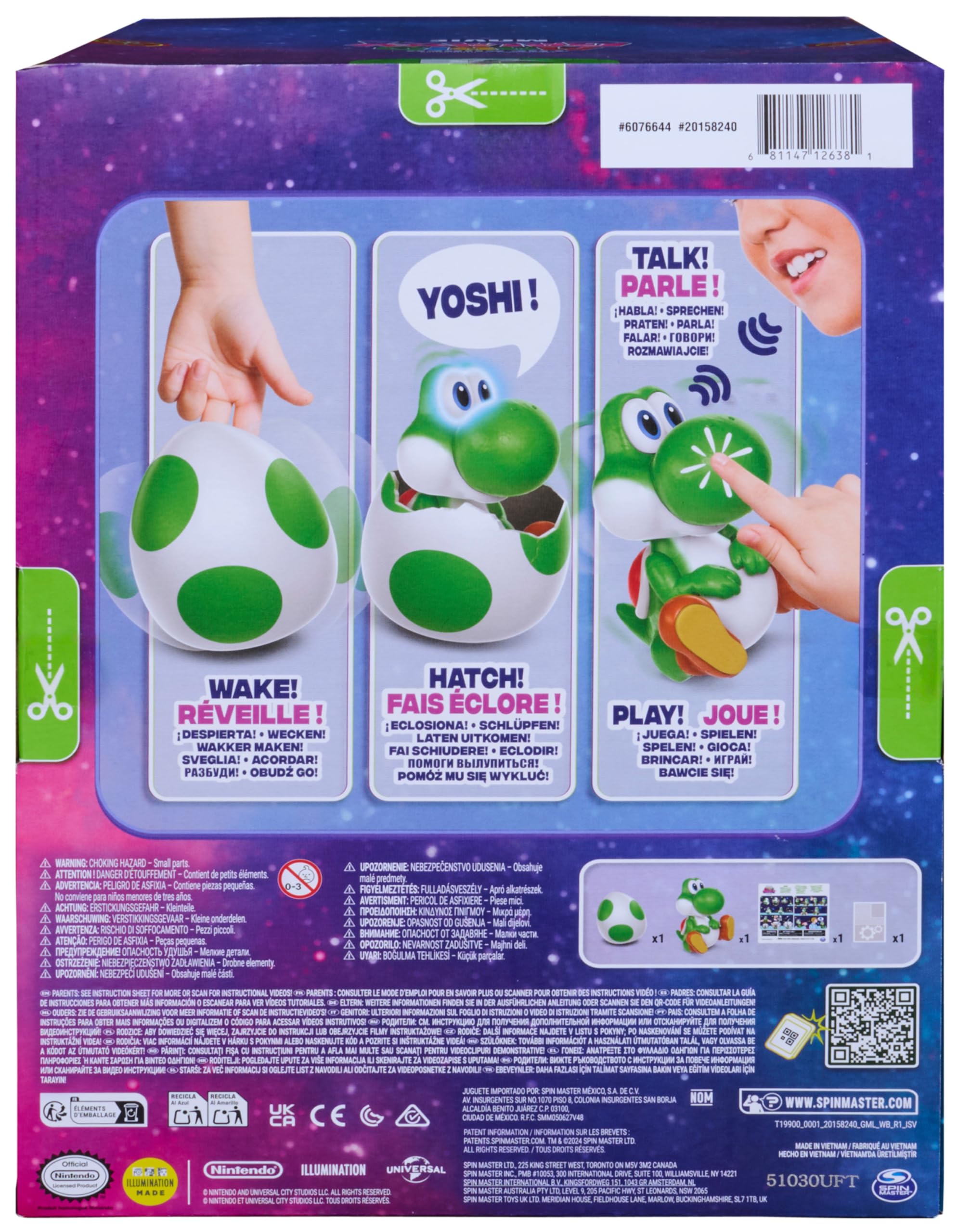 Yoshi - Yoshi Interactivo con Luces Y Sonidos Que Sale del Huevo | Super Mario Galaxy La Película | Mascota Virtual De Mario Bros | Juguetes Niños 4 Años O Más | Regalo Niño 4 Años O Más