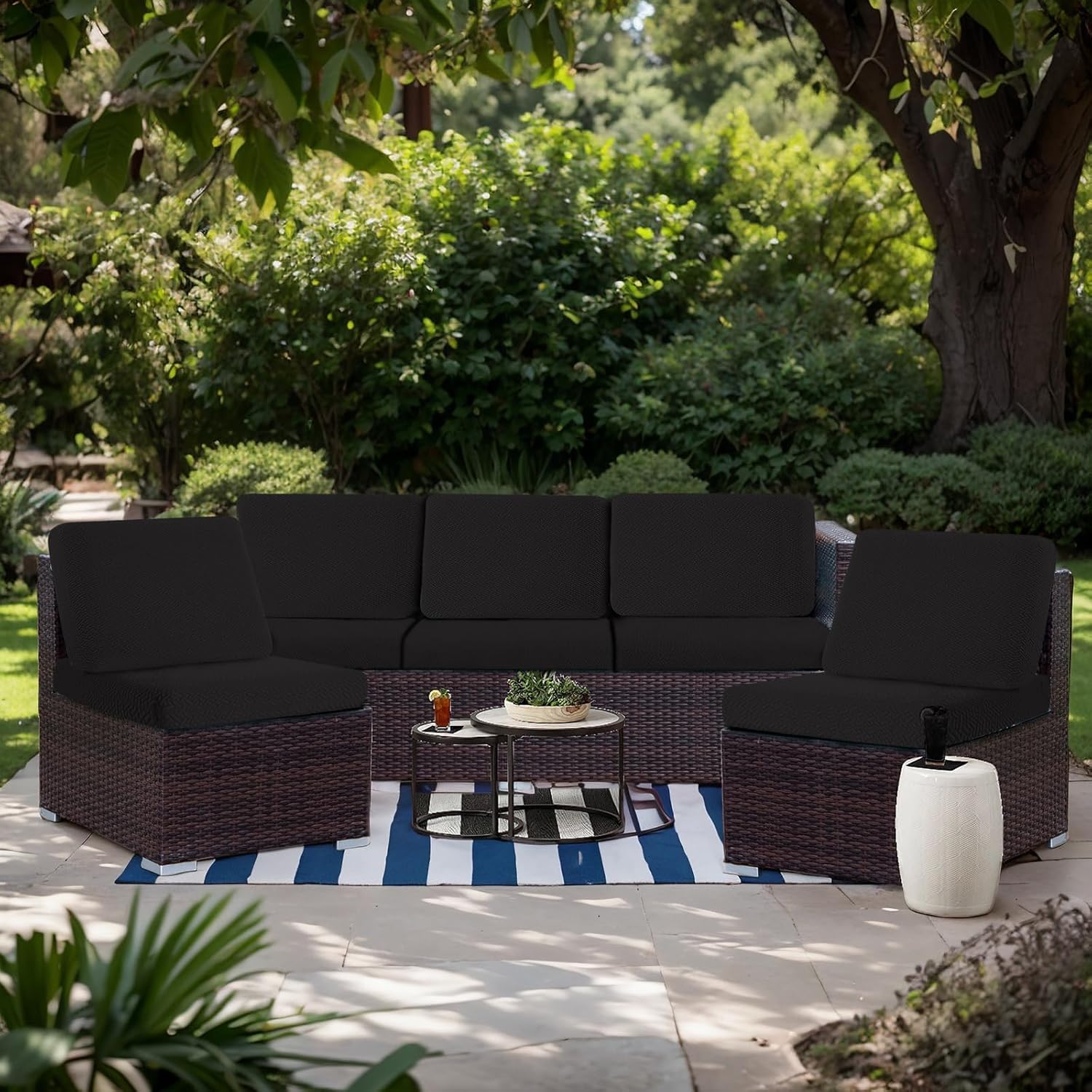 TOPCHANCES Outdoor Waterproof Couch Cushion Covers, Stretch Individual Patio Chair Cushion Outdoor Seat Cushion Pad Replacement Sofa Cushion Protector Sofa Slipcover for Outdoor Garden