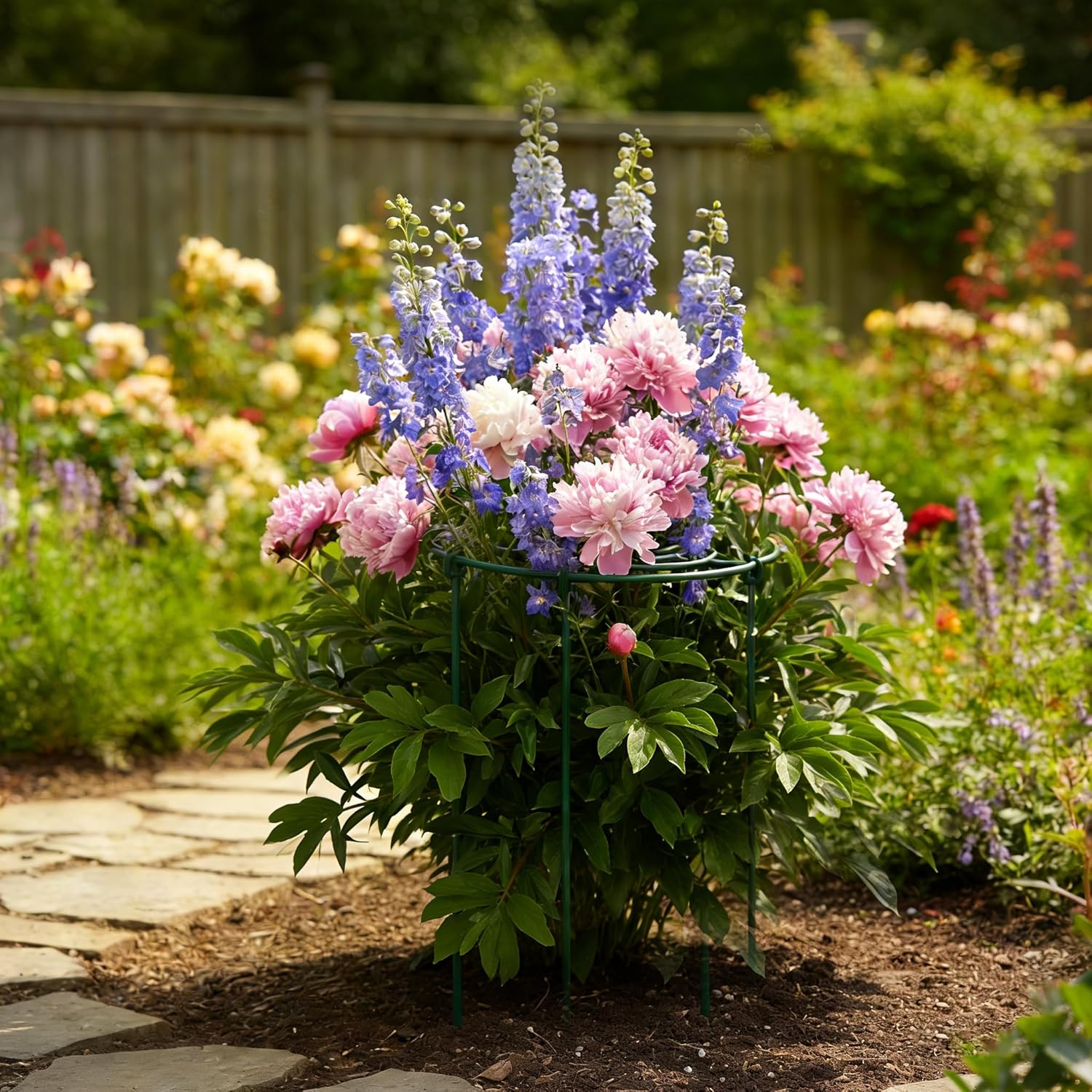 DAYUMKOU 8 PackPeony Cages and Supports, 11.5" D x 16" H Plant Supports for Outdoor Plants, Heavy Duty Metal Peony Support Cage Flower Support Rings for Rose Hydrangea Strawberry
