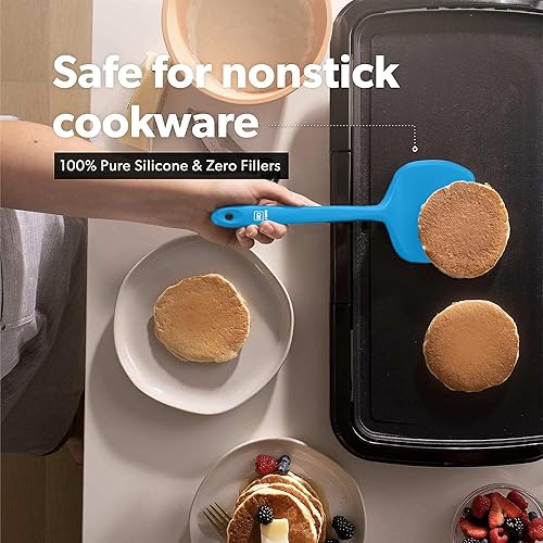 Miniatura 3 de DI ORO - Juego de espátulas de silicona para utensilios de cocina antiadherentes, utensilios de cocina para voltear huevos y panqueques, resistentes
