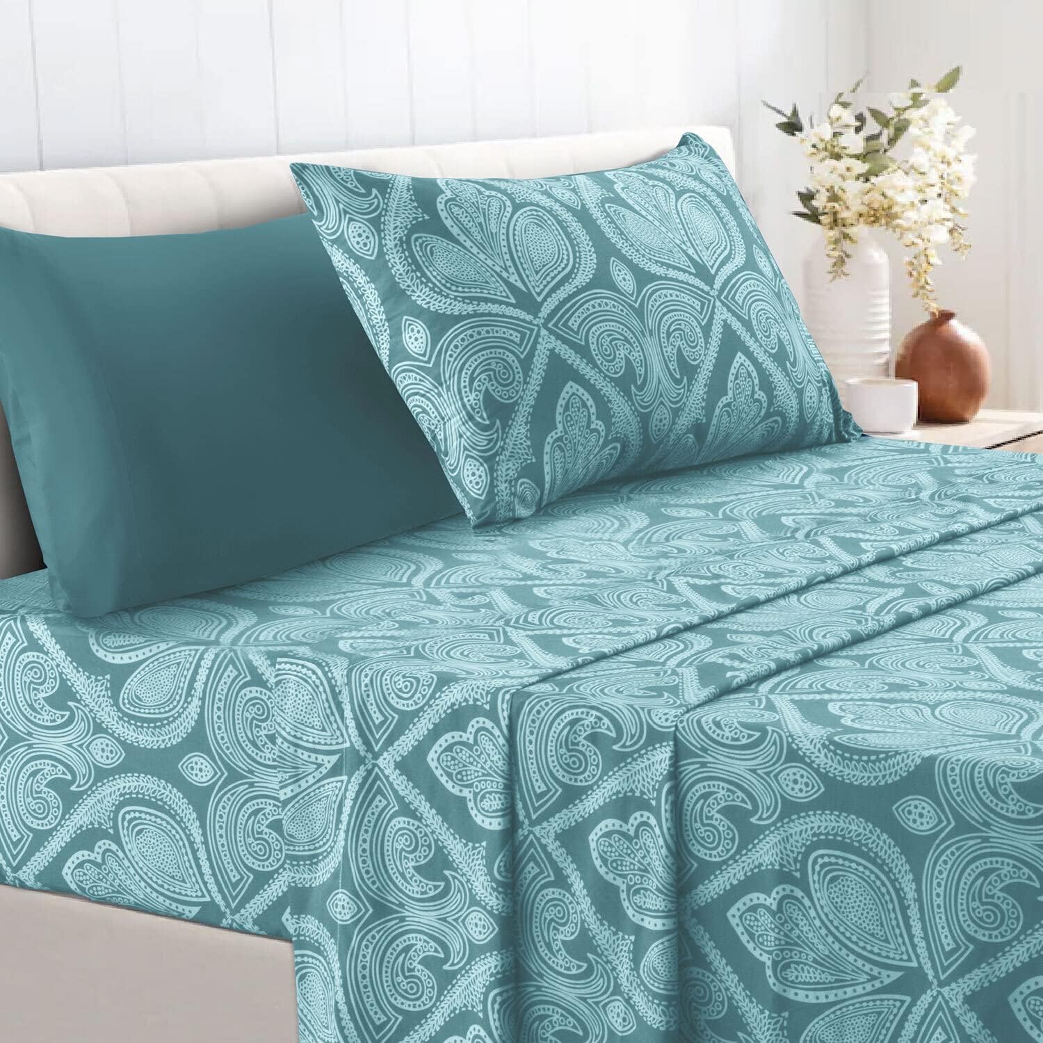 Lux Decor Collection Bed Sheets 4 Pc Twin Sheets Set 1800 Thread Count Brushed Microfiber