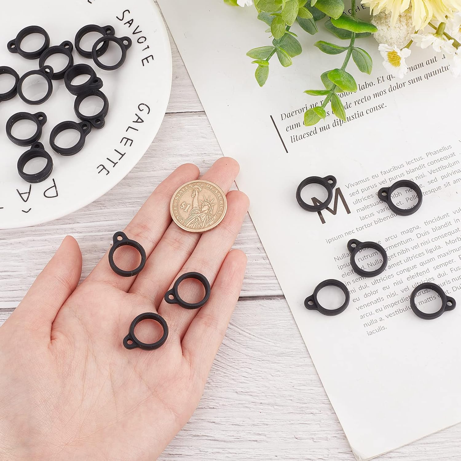 GORGECRAFT 20PCS Anti-Lost Silicone Rubber Rings 13mm Diameter Black Non-Lost O Rings Multipurpose Necklace Lanyard Replacement Pendant Carrying Kit for Pens Device Keychains Office Supplies image 3