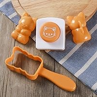 Vista 5 de Hemoton Juego de moldes de bolas de arroz con forma de gato, 5.31 x 1.57 x 0.78 pulgadas, fabricante de onigiri con relieves de algas tostadas