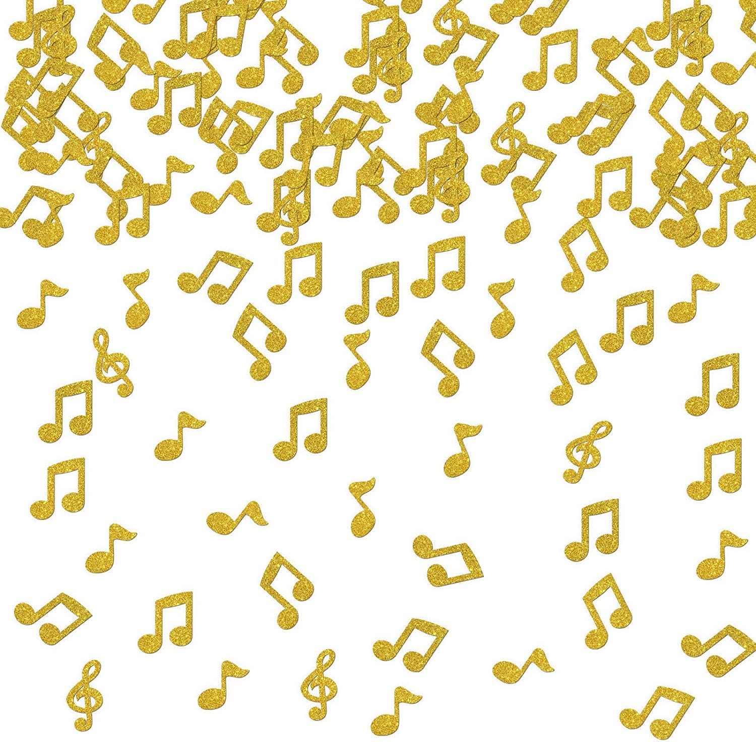 120pcs Glitter Gold Musical Note Confetti, Note Cutouts Confetti, Musical Party Music Theme Birthday Anniversary Engagement Baby Shower Wedding Karaoke Party