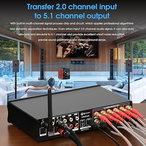 Miniatura 2 de Nobsound Amplificador Bluetooth de 5.1 canales HiFi Amplificador estéreo de cine en casa amplificador de subwoofer