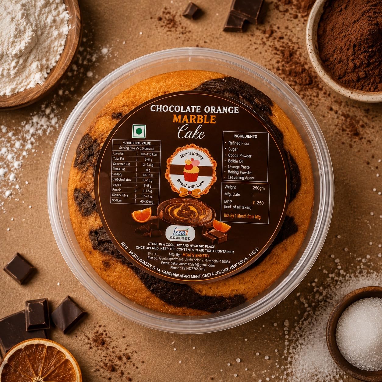 MOM'S BAKERY Orange Chocolate Marble Cake 250g | Soft & Moist Lavender-Infused Sponge Cake | Freshly Baked Bakery Style Dessert | Special Ocassion-image-46