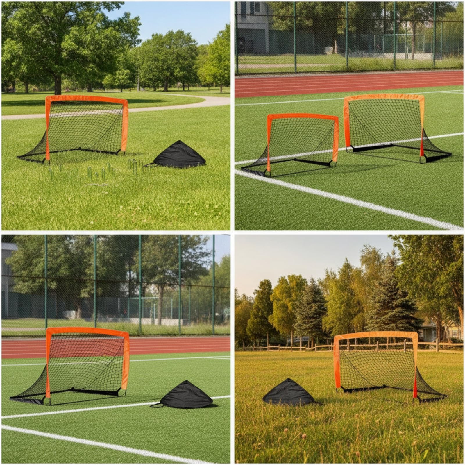 2 Piezas Portería Fútbol Plegable Ligera Portería Fútbol con Estacas Resistente para Niños, Principiantes, Jardín, Patio, Entrenamiento