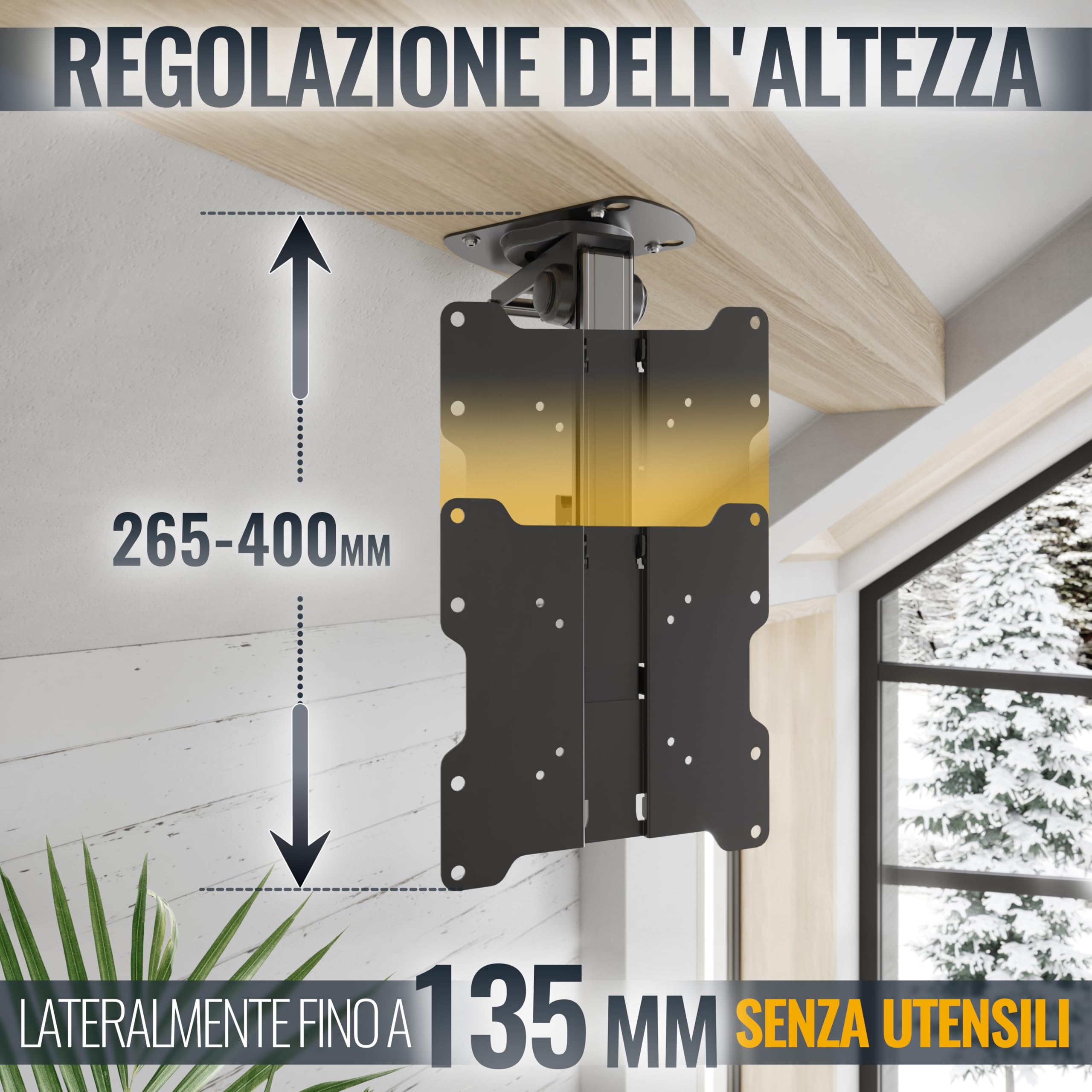 RICOO D0122 Supporto TV da soffitto Staffa TV 32-43 pollici per 32 40 42 43 pollici pieghevole girevole fino a 20 kg max VESA 200x200