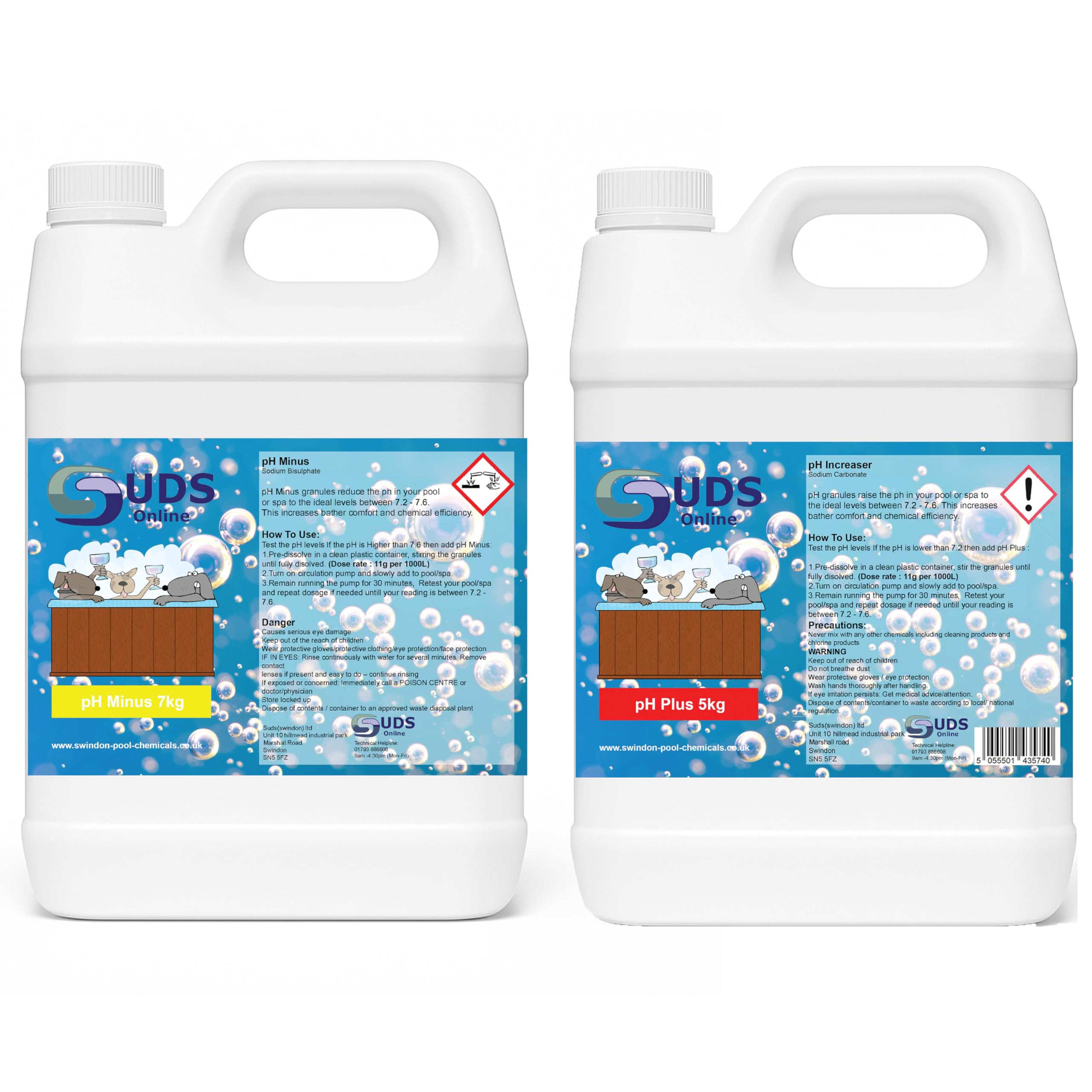 SUDS-ONLINE pH Adjuster 12kg Bundle - 5kg pH plus and 7kg pH minus