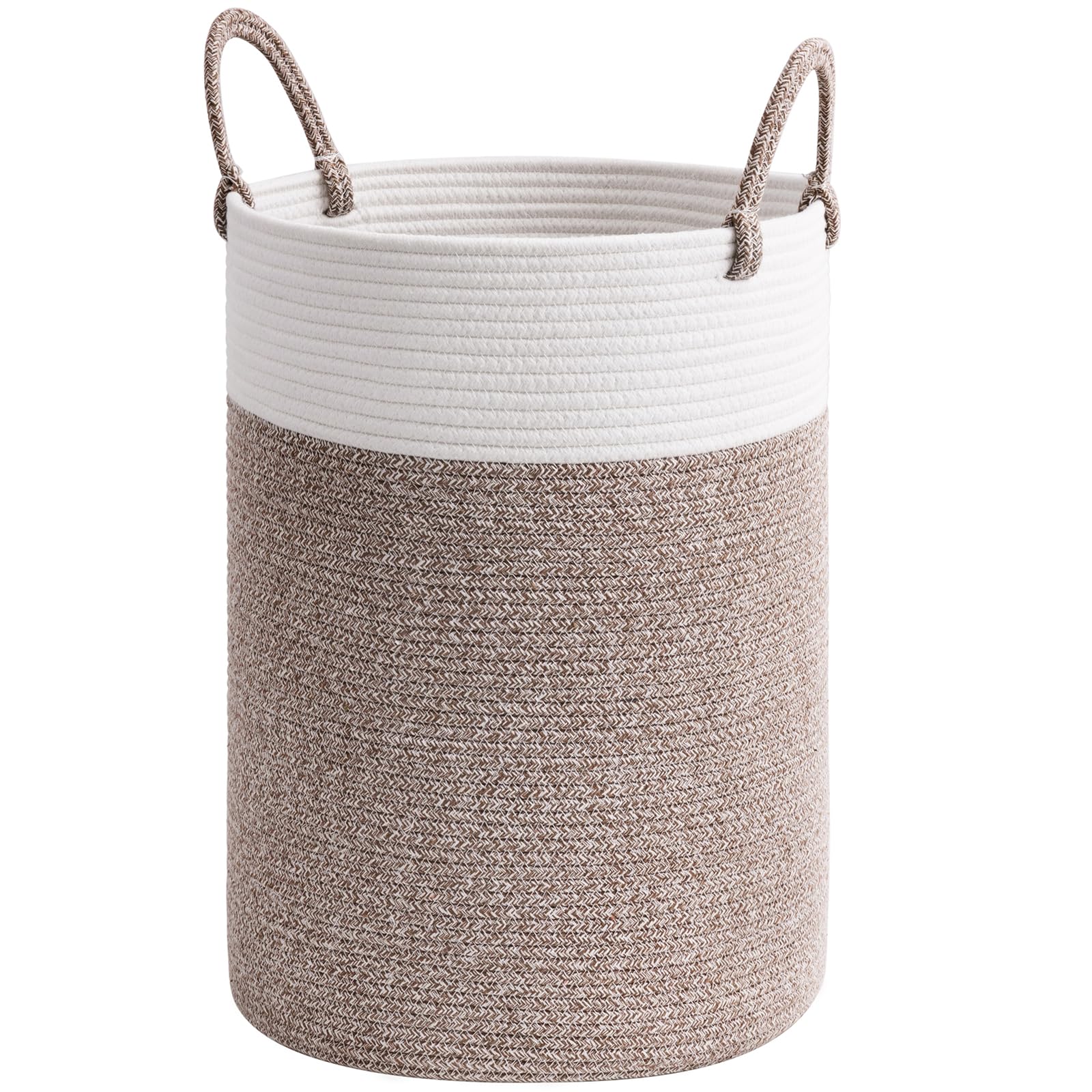 TIMEYARD Wäschekorb, Babywäschekorb für Spielzeug, hoher geflochtener Wäschekorb für Kleidung, Aufbewahrungskörbe für Decken für das Wohnzimmer, 35 x 50 cm, grün