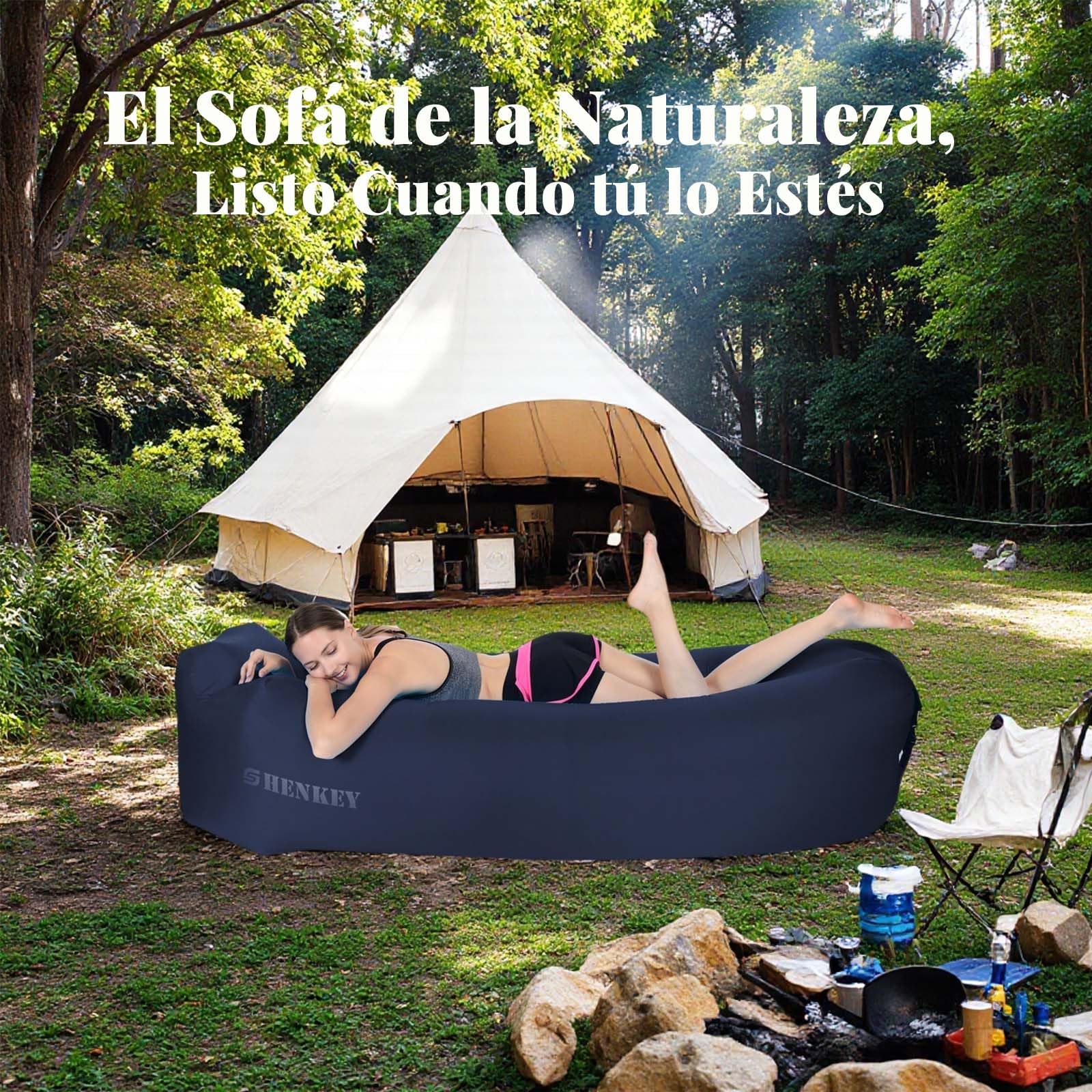 Sofá Inflable con Diseño Impermeable y Antifugas Sofá de Aire Portátil para Viajar, Acampar, Senderismo y Fiestas en la Playa