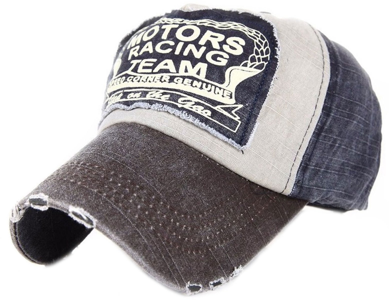 4sold Casual Baseball Cotton Motorcycle Cap Caps Snap Back Hat Hats Snapback Trucker Motors Racing Motorcycle Biker (Navy Brown)