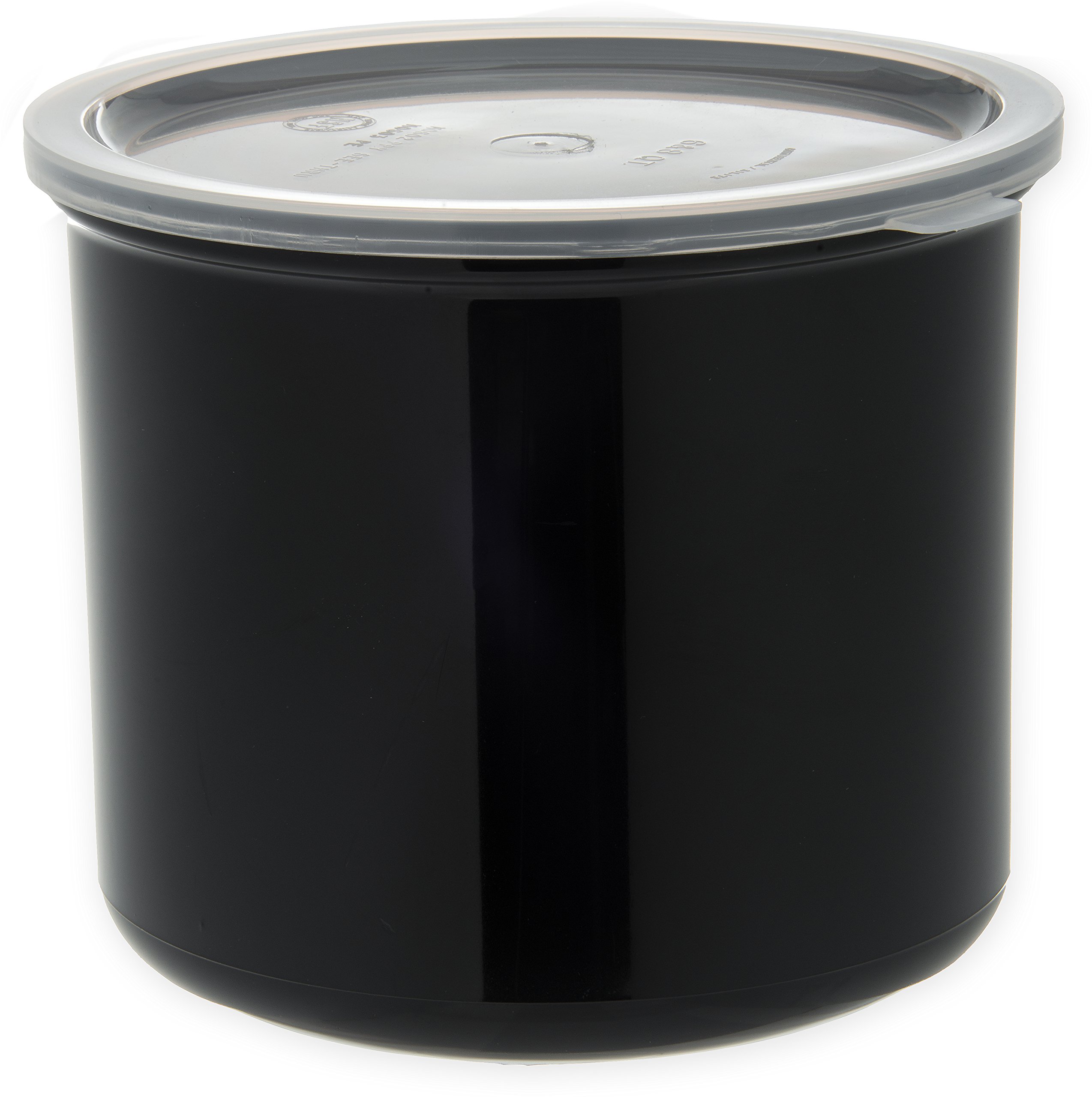 Carlisle FoodService Products Classic Round Storage Container Crock with Lid for Kitchen, Restaurants, Home, Plastic, 4 Quarts, Black