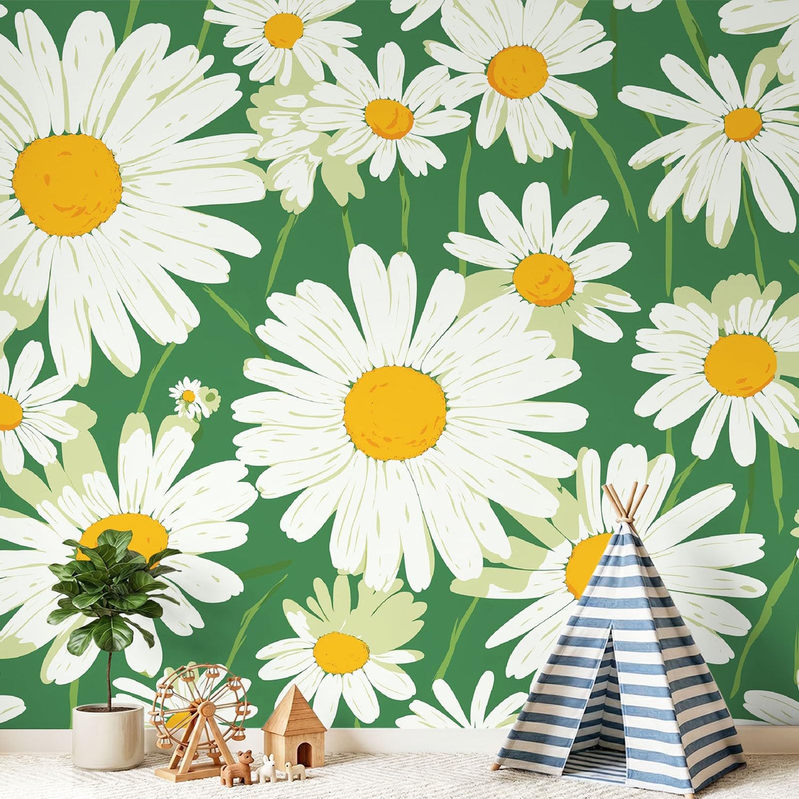 Papier peint mural intissé pour illuminer une pièce sombre avec un décor vert