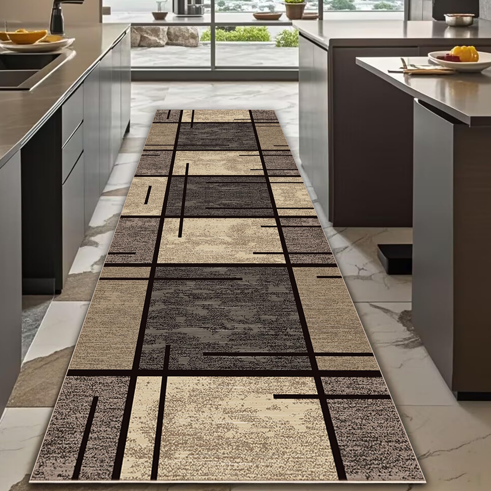 Rutschfeste Maschinenwaschbare Fußmatte 80 x 180 cm flurteppich läufer lang Flurteppich Wohnzimmer Teppich Küchenteppich Läufer für Eingang Küche Schlafzimmer Wohnzimmer, Schmutzfangmatte Innen