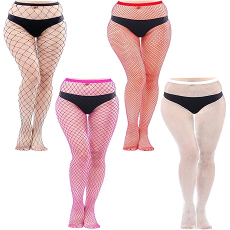 4 Pairs Plus Size Pink Fishnets: Your Bold and Alluring Statement Piece