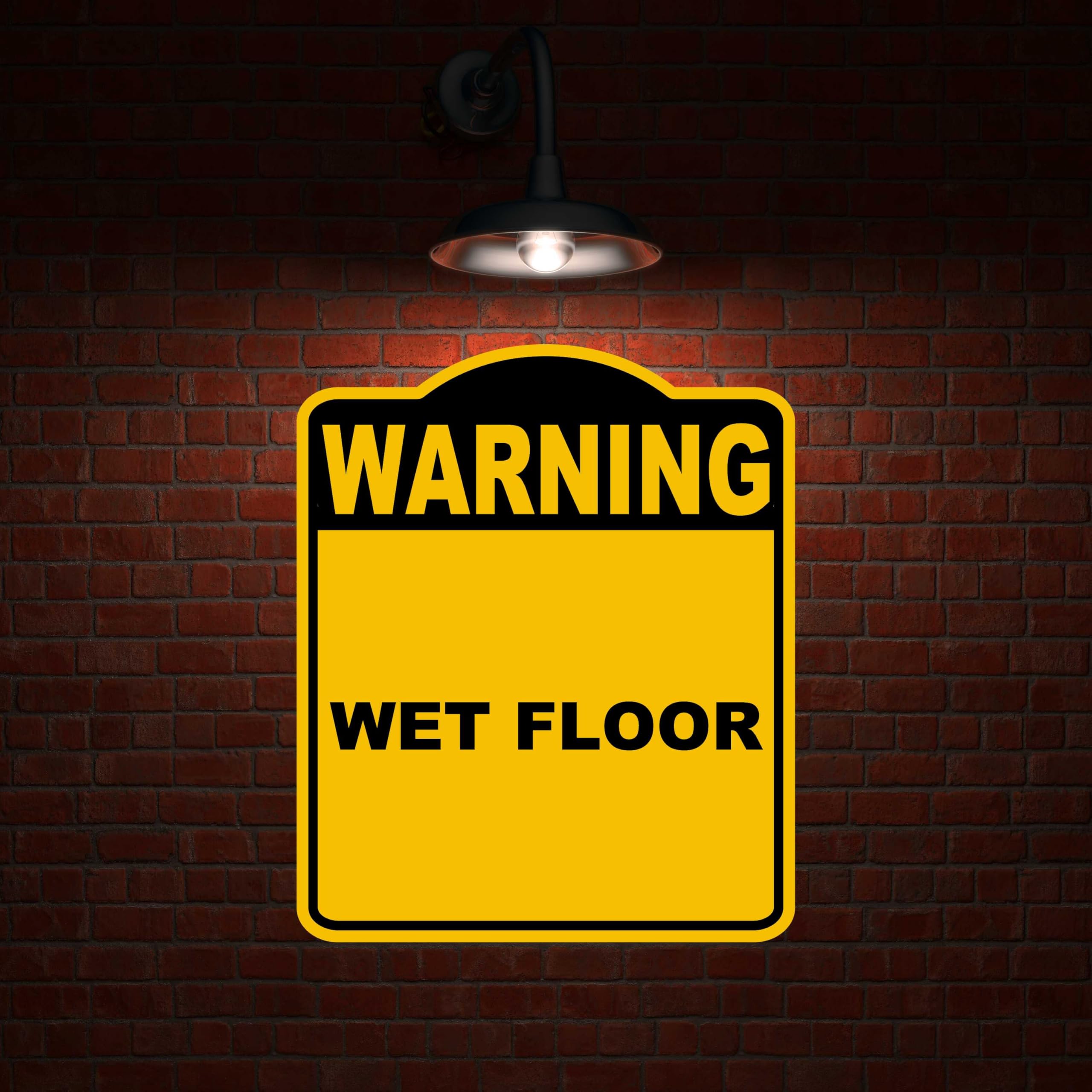 WET FLOOR Warning Yellow Black Aluminum Composite Sign 8.5 x 10 inches
