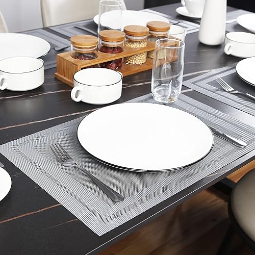 Miniatura 6 de Juego de 8 manteles individuales, lavables, resistentes al calor y a las manchas, para interiores y exteriores, manteles individuales de vinilo