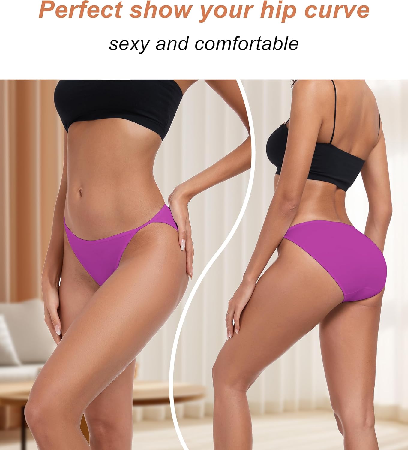 ANLIQI High Cut String Bikini Panties Stretchy Soft Modal Low Waist Underwear Ladies Hipster Panties Multi Pack - Image 3