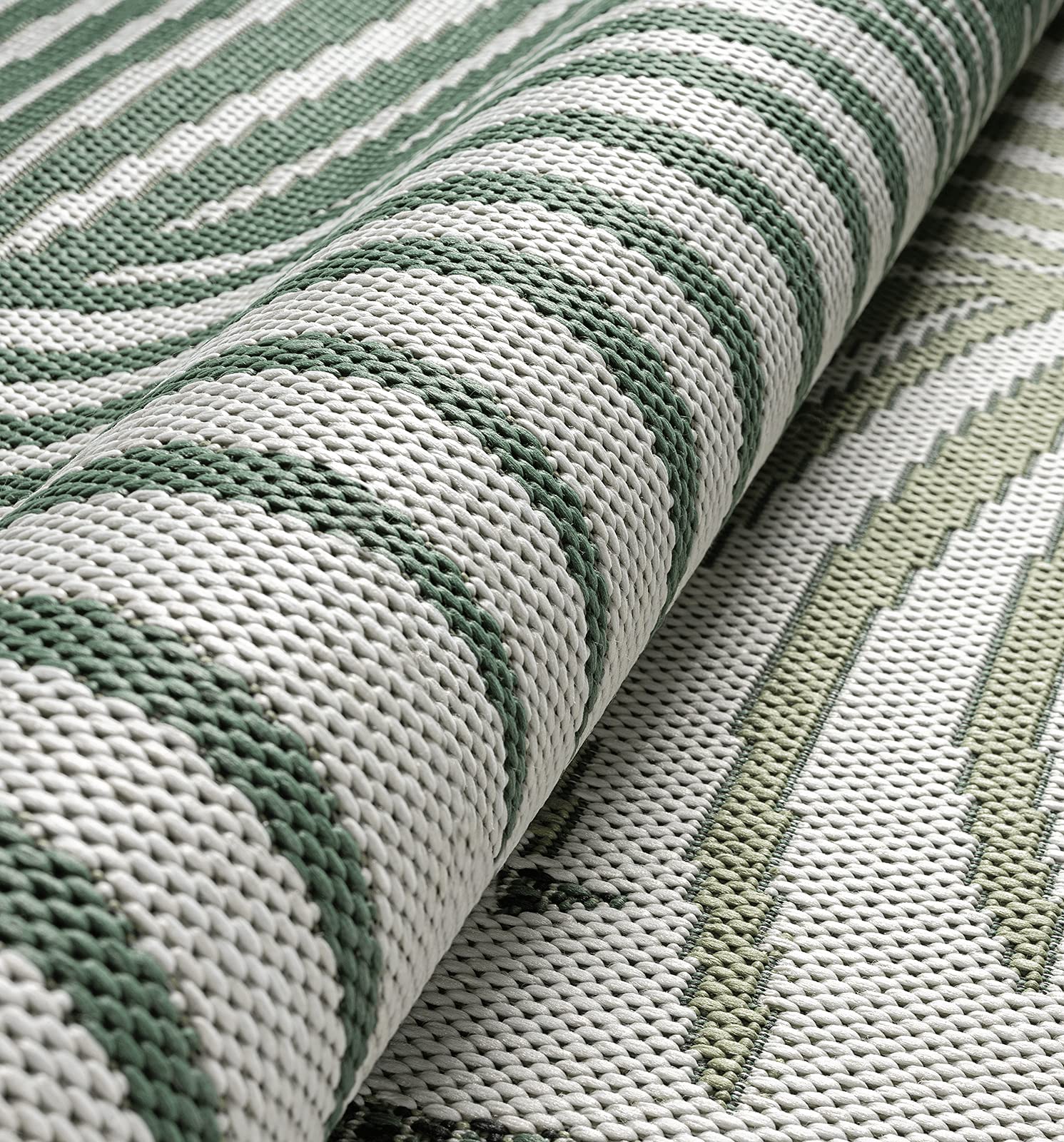 the carpet Machka - Tappeto resistente in tessuto piatto, motivo floreale, ideale per cucina e sala da pranzo, ideale anche per esterni, palma, Verde, 200 x 280 cm