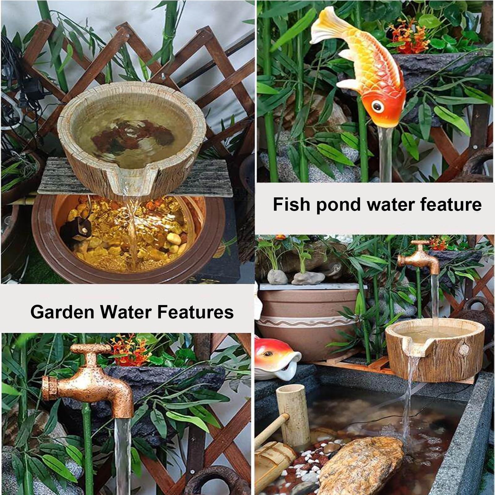 Fuentes de estanque, decoración creativa para estanques pequeños, fuente de circulación de agua suspendida para estanques koi, jardín, patio, césped y características de agua al aire libre