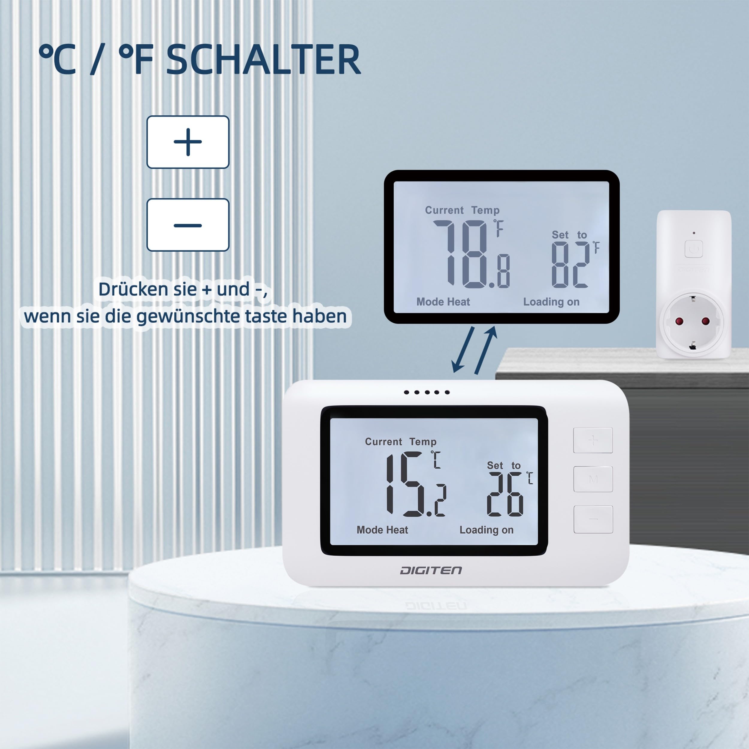 Regulador de calefacción para bricolaje, termostato de enchufe, sistema de calefacción/refrigeración, adecuado para el witwe A/C, ventiladores, calefacción, para familias, habitaciones,