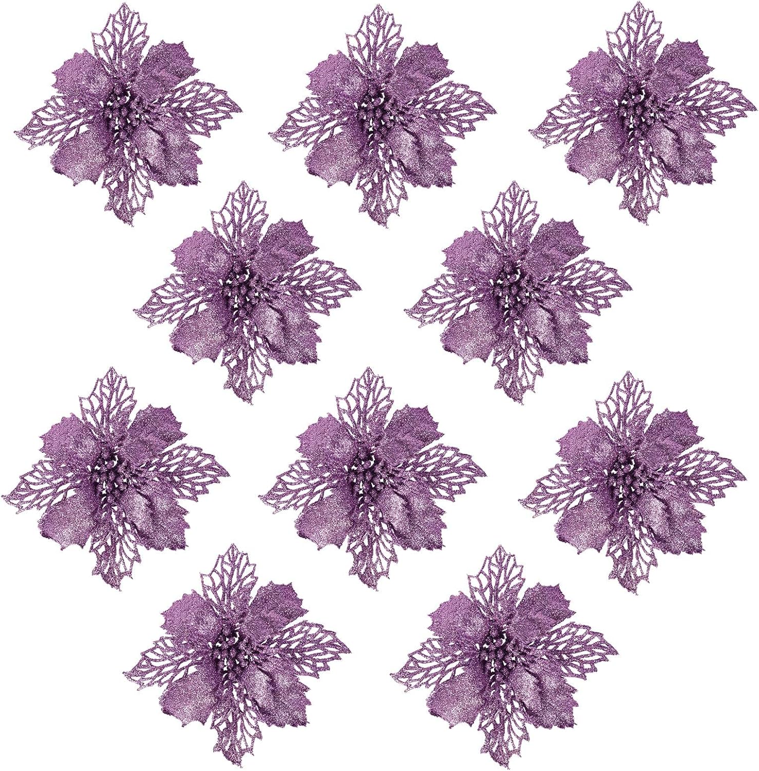 Christmas Flowers Glitter Poinsettia Artificial Flowers, Blue Flowers for Decoration, Faux Flowers for Xmas Wedding Party Wreath Decor, Artificial Silk Flowers Christmas Tree Decorations (Blue) : Home & Kitchen