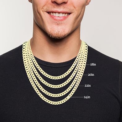 Cuban Link Chain Necklace for Men and Women, Solid 18K Gold Plated/S925 Sterling Silver Italian 5mm Diamond Cut Curb Chain for Men (Sliver/Gold, 18-22inch)