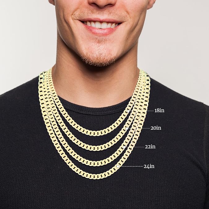 Cuban Link Chain Necklace for Men and Women, Solid 18K Gold Plated/S925 Sterling Silver Italian 5mm Diamond Cut Curb Chain for Men (Sliver/Gold, 18-22inch)
