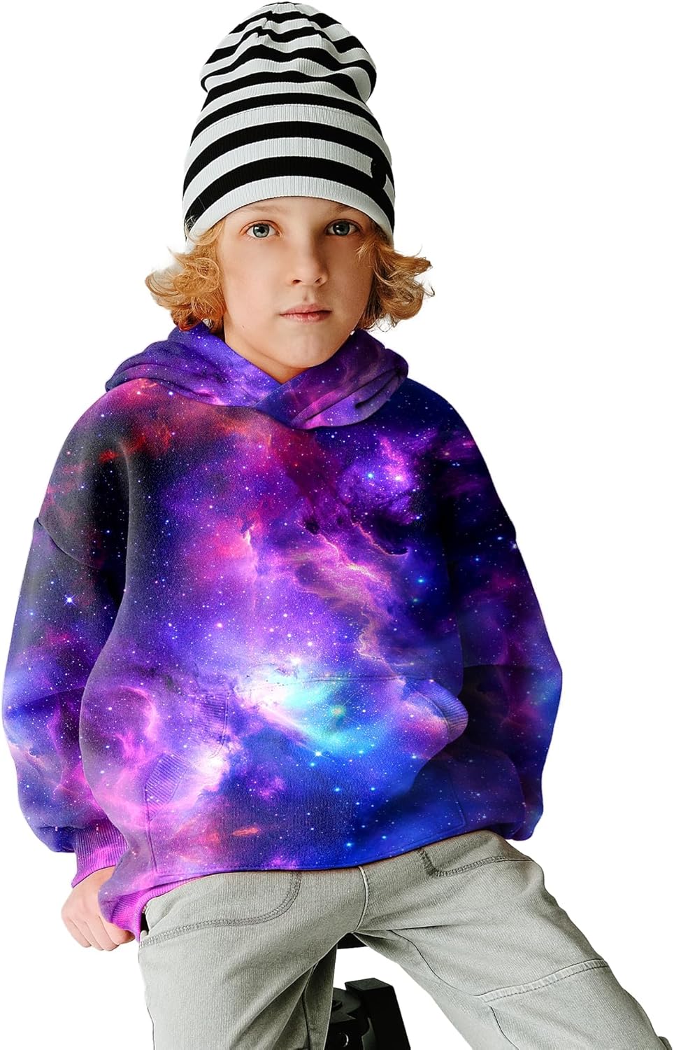Boys Girls 3D Graphic Hoodies, Unisex Kids Hooded Sweatshirt with Pocket, Long Sleeve Hoodies for Teens - Image 2
