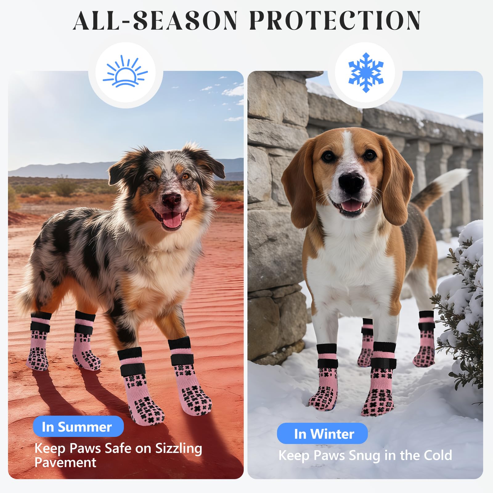 Non-Slip Dog Socks for Hardwood Floors Anti Slip Double-Sided Grippy Socks for Senior Dogs to Prevent Licking Paws, Scratching & Hot Pavement Premium Dog Paw Protector with Grippers Pink M — view 5