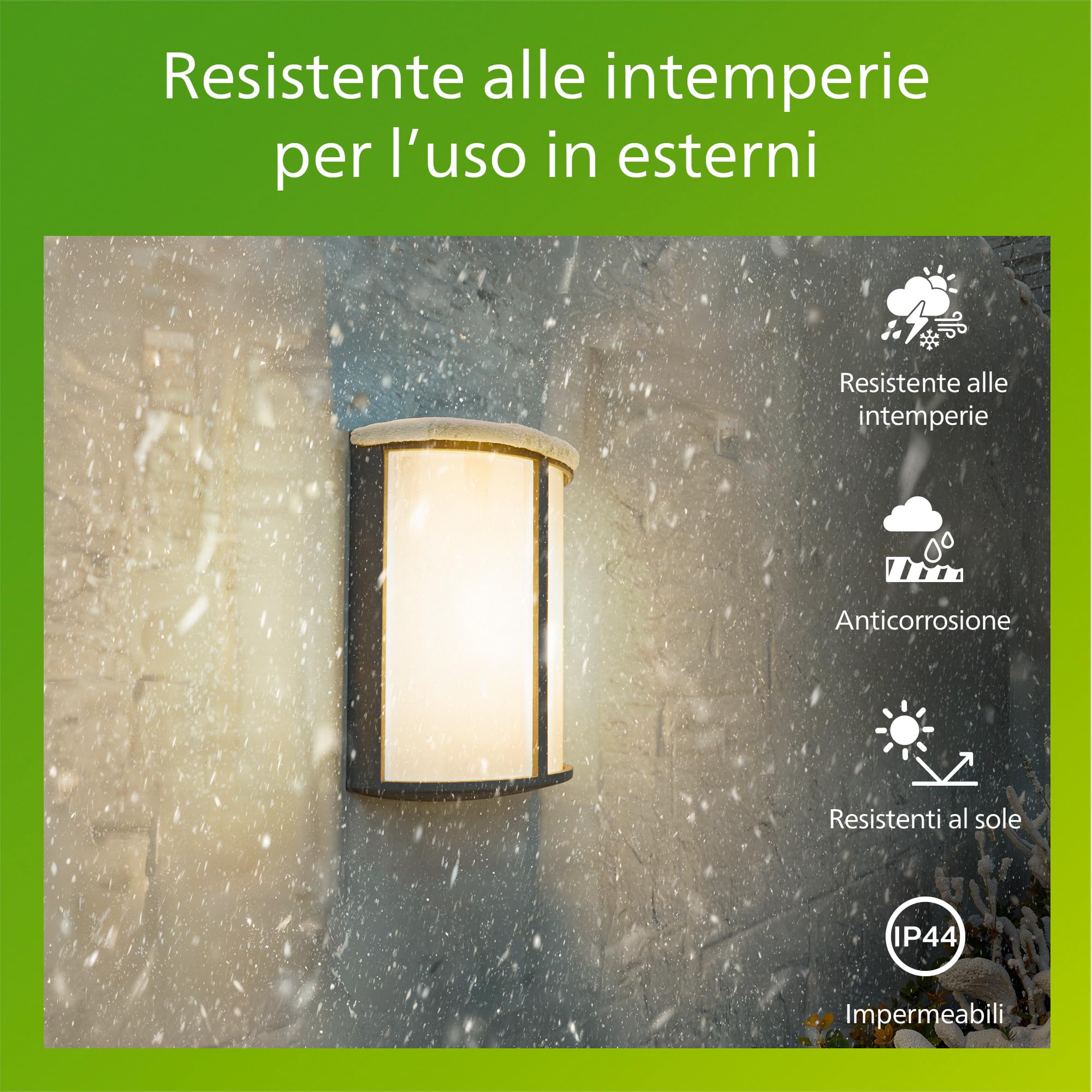 Philips Stock Applique LED, Lampada da Esterno, 5,5 W, 700 lm, Luce Bianca Calda 2.700 K, Resistente a Intemperie IP44, LED Integrato, Durevole, Alluminio, Grigio Antracite