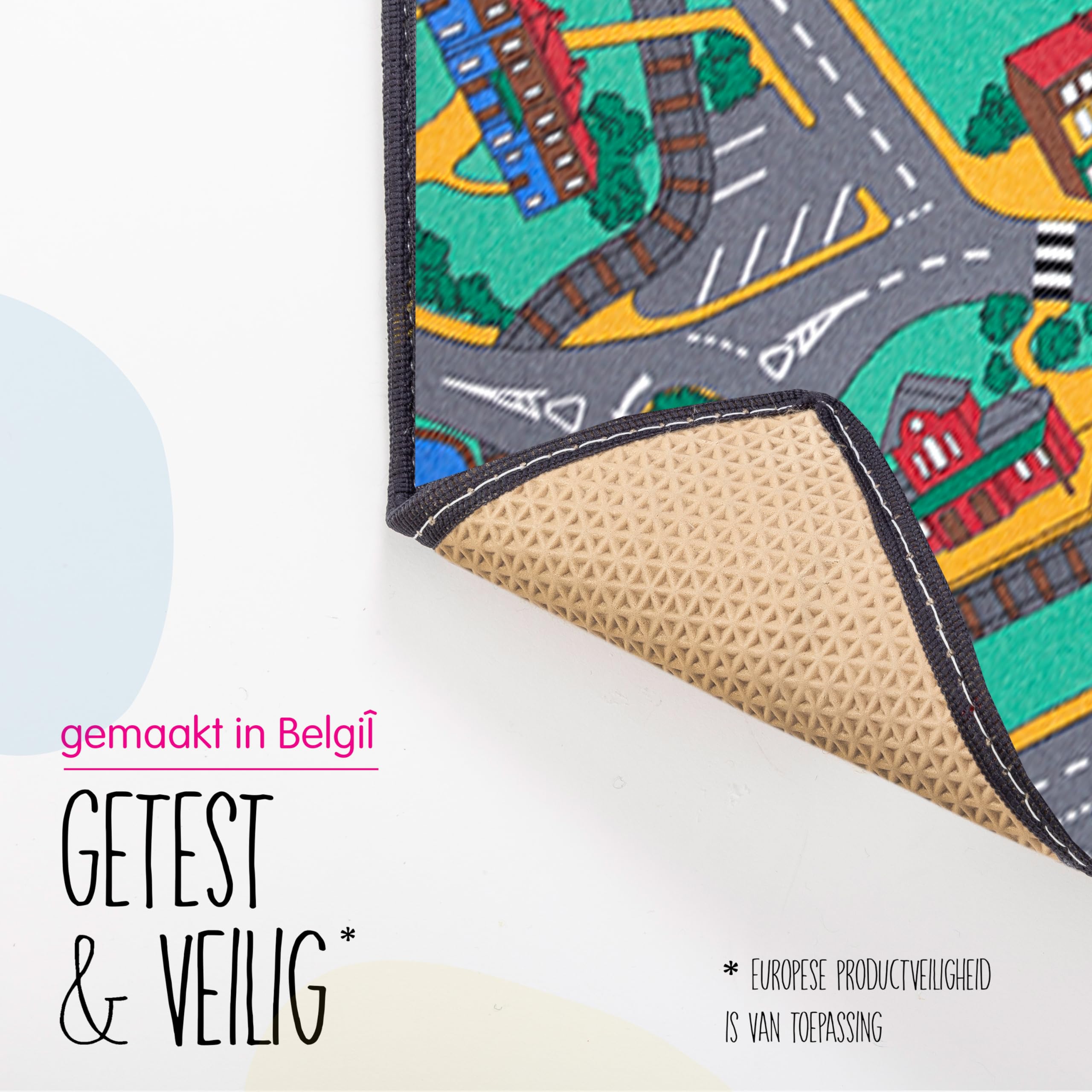 Carpet Studio Anti-Slip Speelmat Auto, 95x200cm, Kindertapijt voor Slaapkamer, Kinderkamer & Speelkamer, Jongen & Meisje, 30°C Wasbaar - Hiking