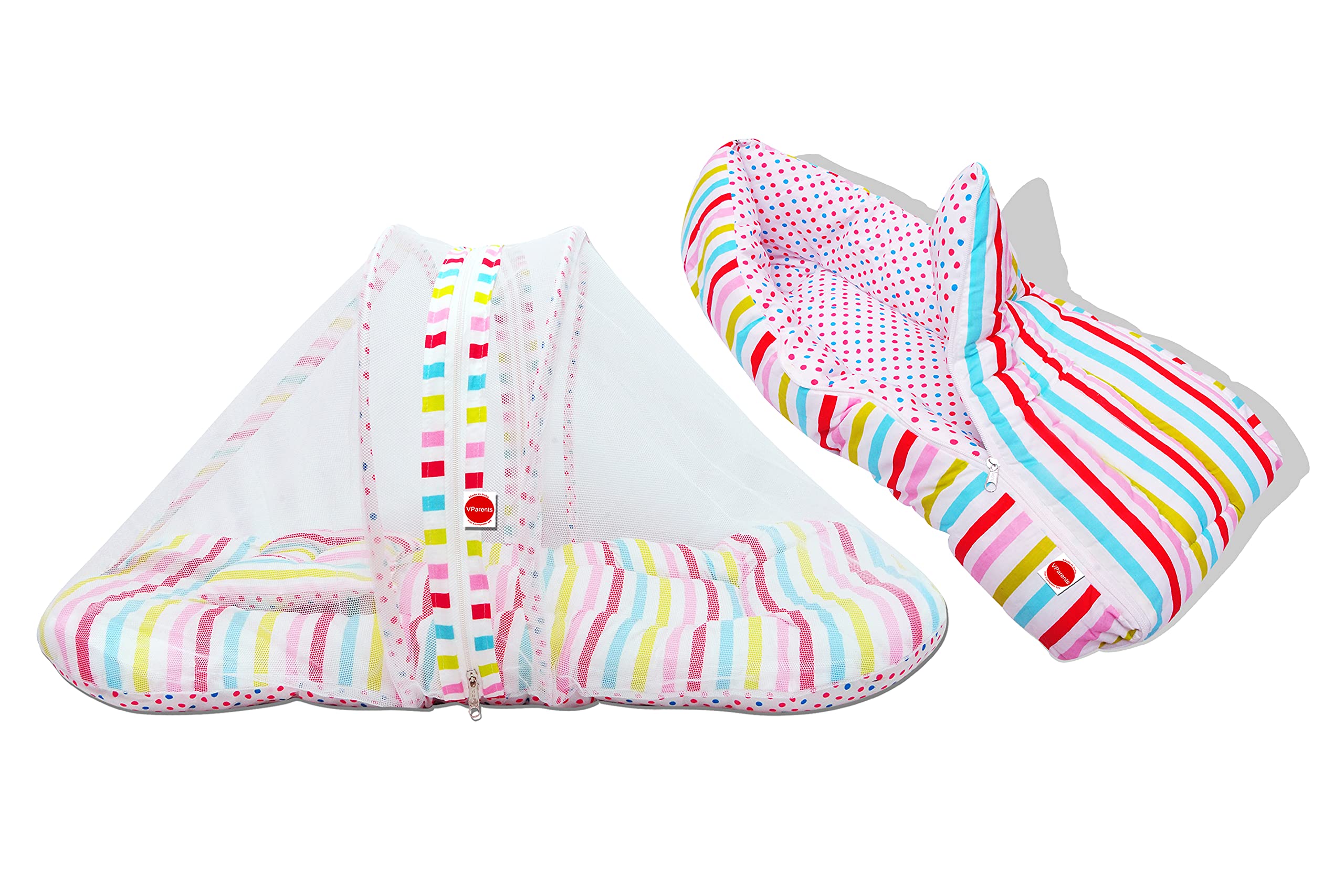 VParents mite Baby Bedding Set with Pillow and Sleeping Bag Combo (Stripes)