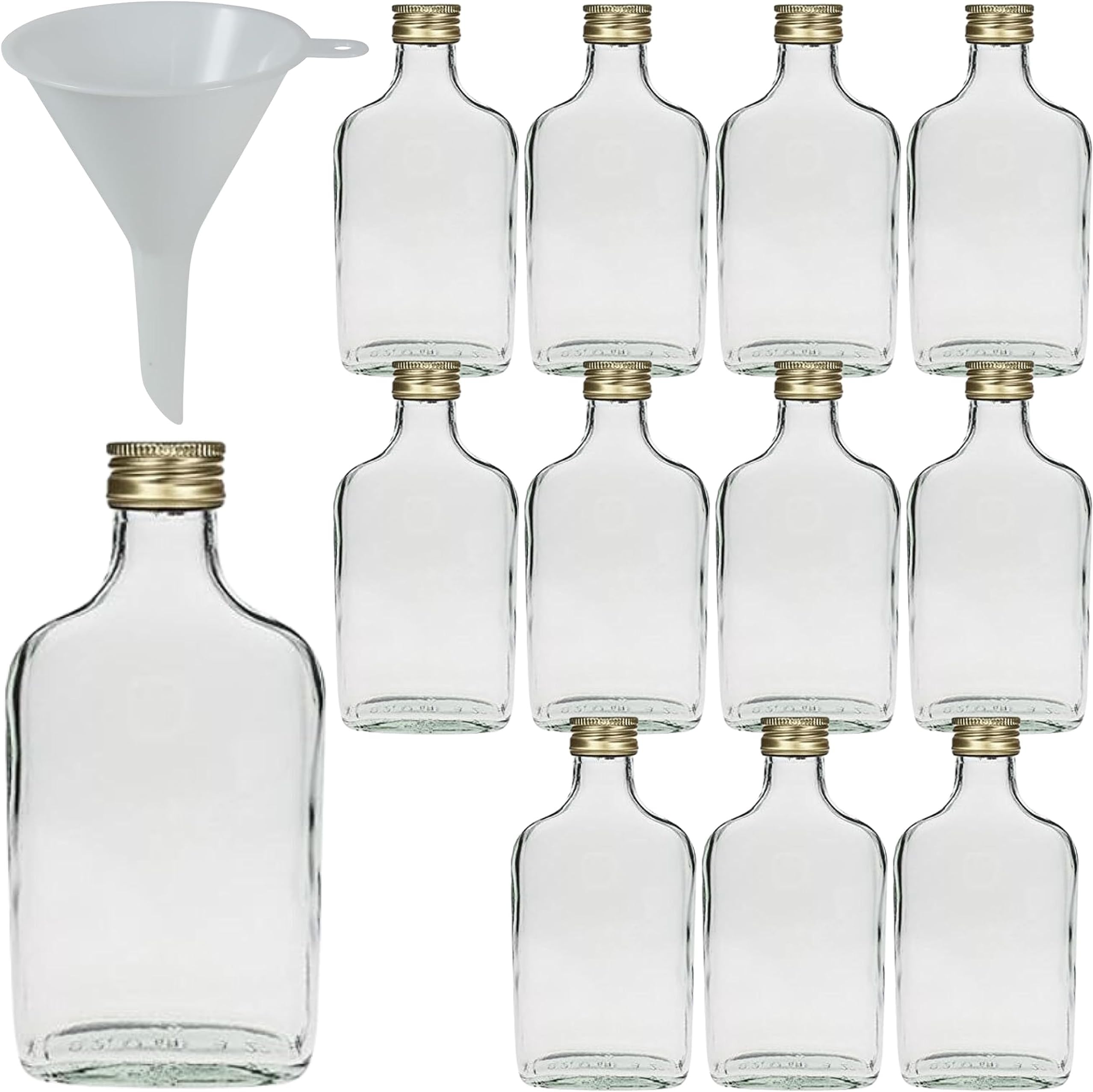Lot De 50 Mini Bouteilles En Verre 20 Ml Avec Bouchons à Vis Dorés + Entonnoir – Idéales Pour Liqueurs, Huiles, Cadeaux Mariage Ou Baptême