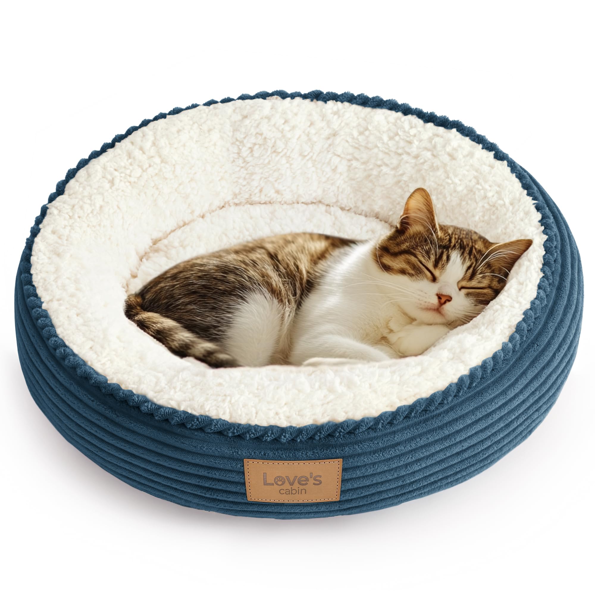 Love's cabin Round Donut Cat and Dog Bed 20 Inch Pet Bed for Cats or Small Dogs, Non-Slip and Water Resistant Bottom, Super Soft Durable Fabric, Washable โ image 1