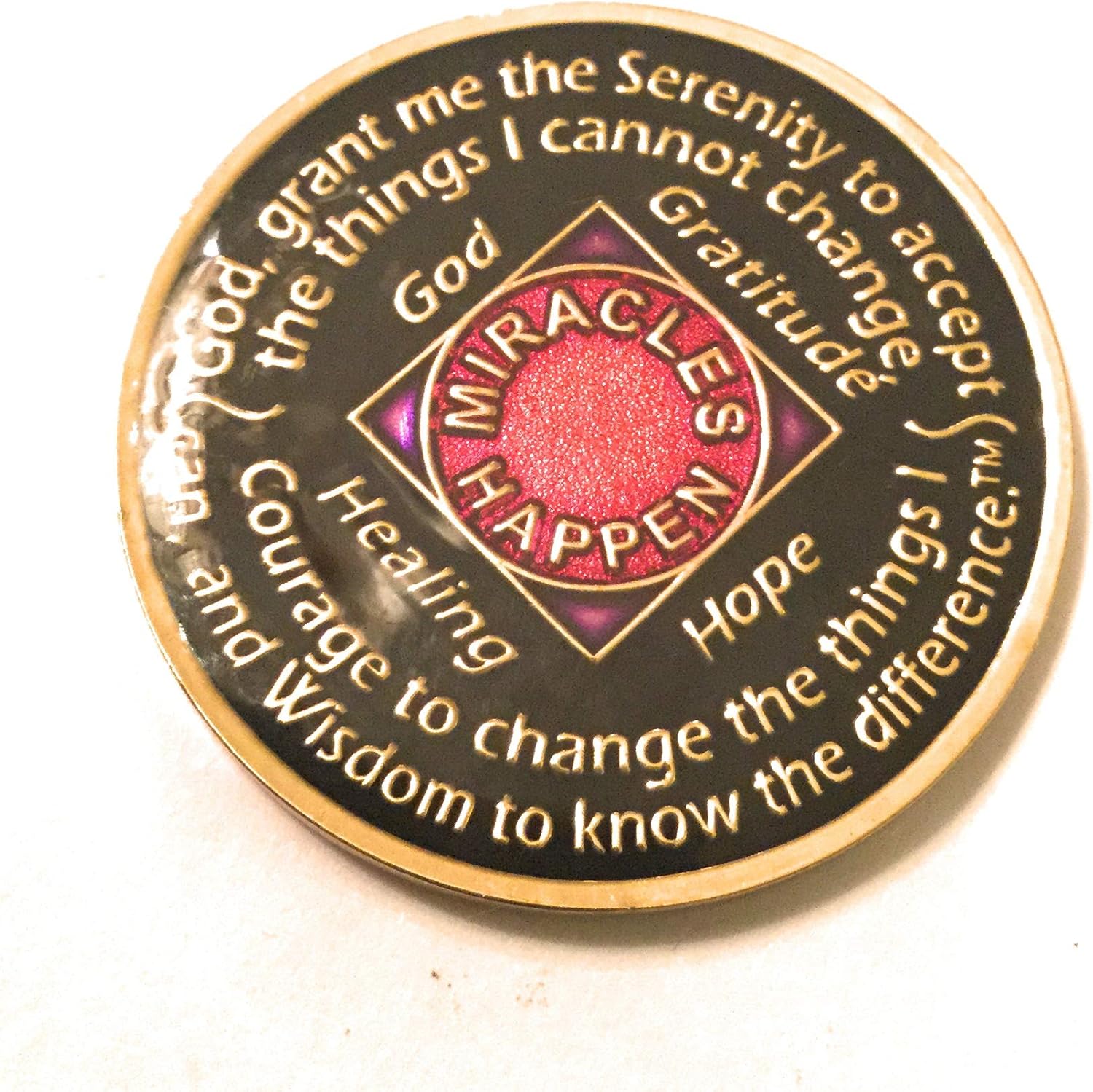 2 Year NA Black and Red Tri Plate Medallion -Chip, Token