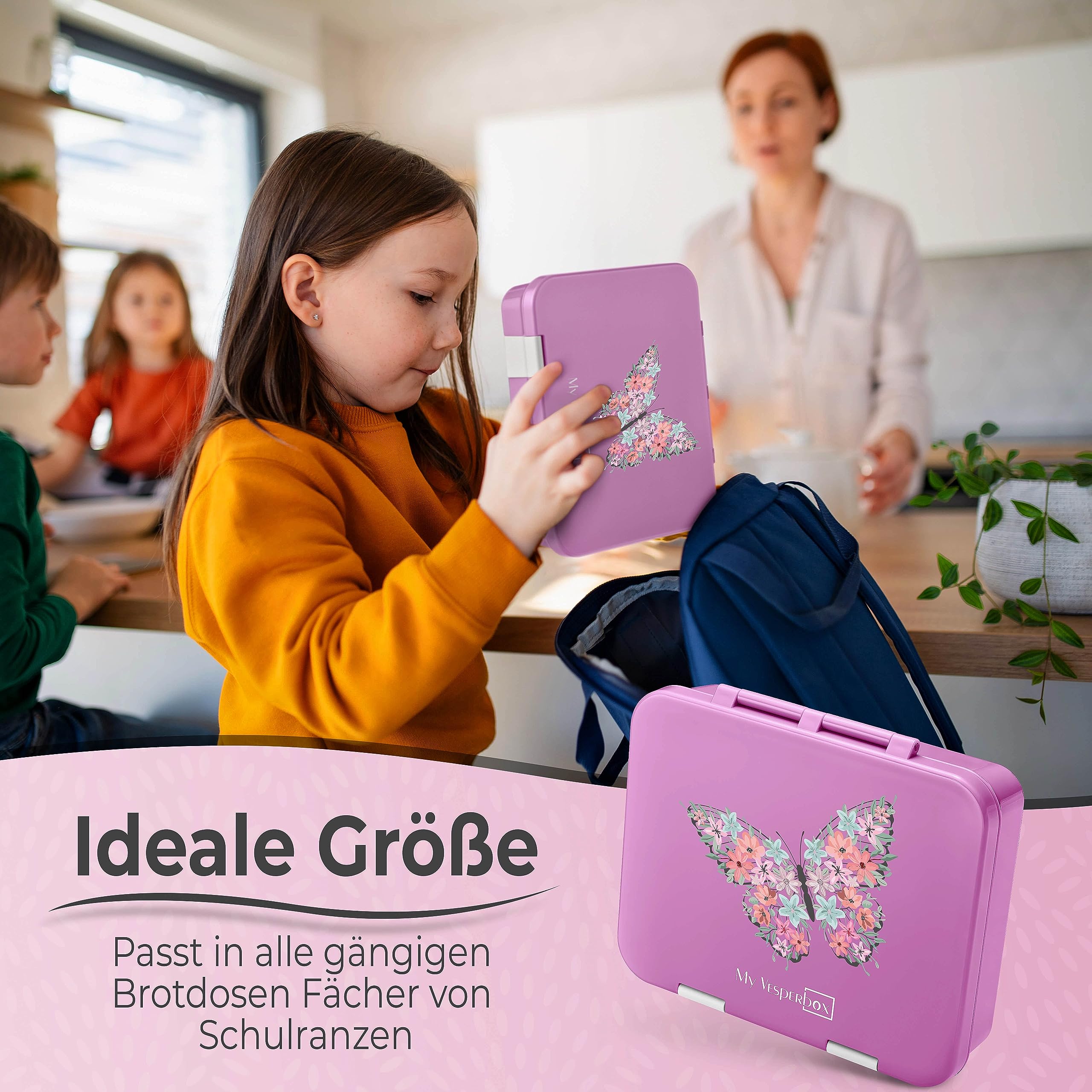 My Vesperbox® Brotdose für Kinder mit Fächern [JIN] - Lunchbox mit Trennfächern - Bento Box - Jausenbox - Brotzeitbox für Schule & Kindergarten - Vesperdose für Jungen & Mädchen