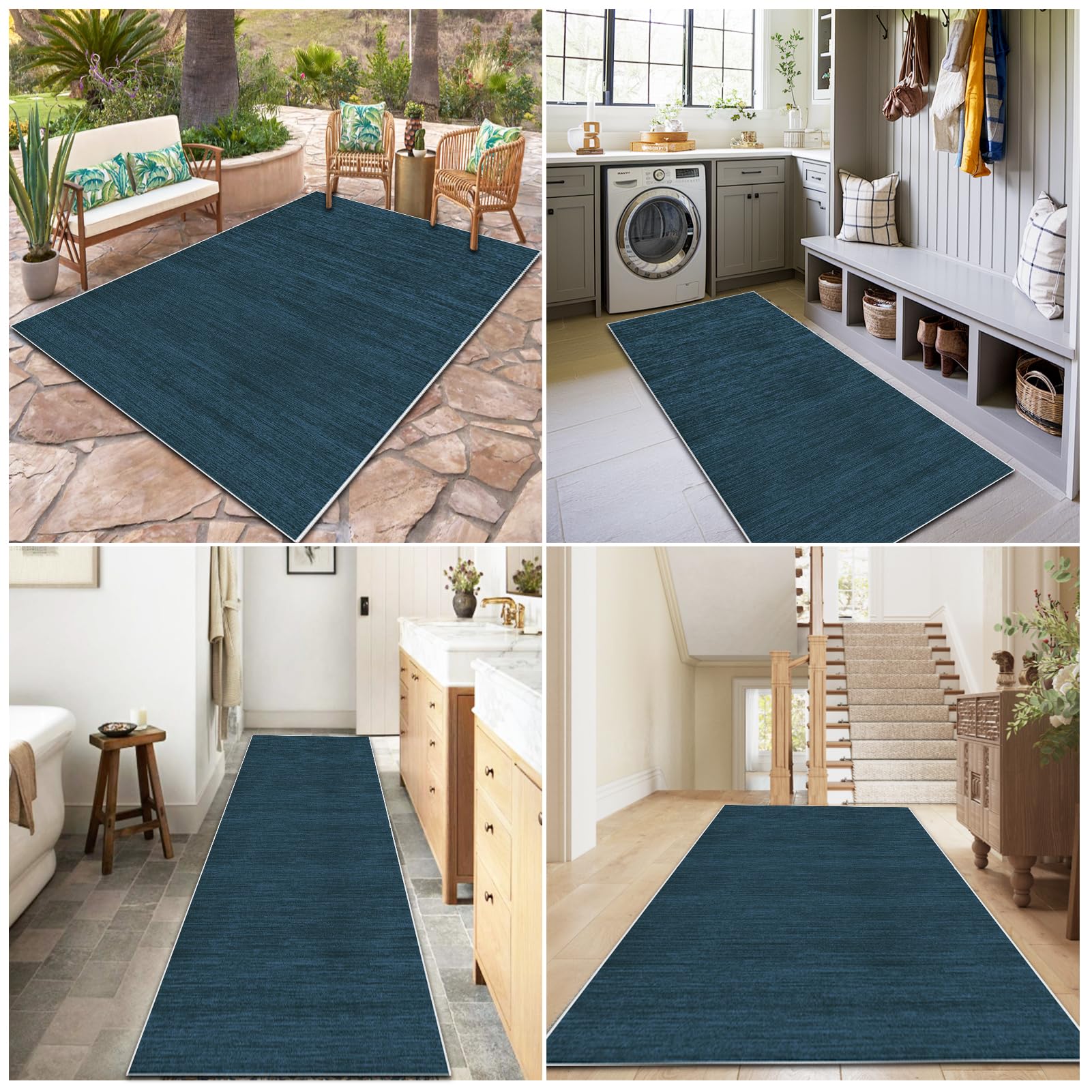Lungo Tappeto da Cucina Antiscivolo e Lavabile Tappeto Passatoia per Corridoio Astratto Blu Tappetino Passatoia Largo Tappeti Runner 110 x 280 cm Tappeto Ingresso per Entrata Corridoio