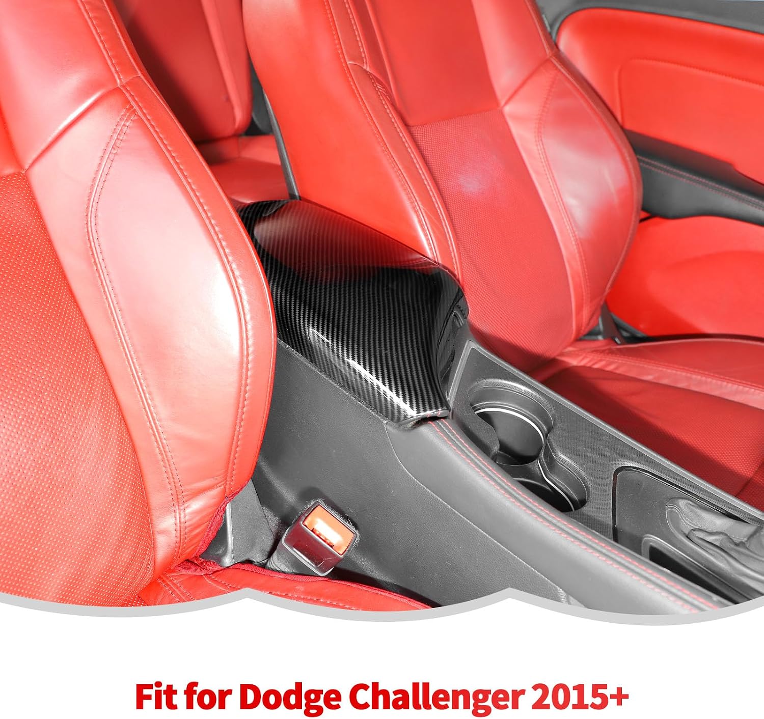 RT-TCZ Center Console Cover Armrest Box Trim Cover Decoration Interior Accessories for Dodge Challenger 2015-2025 (Black Carbon Fiber)