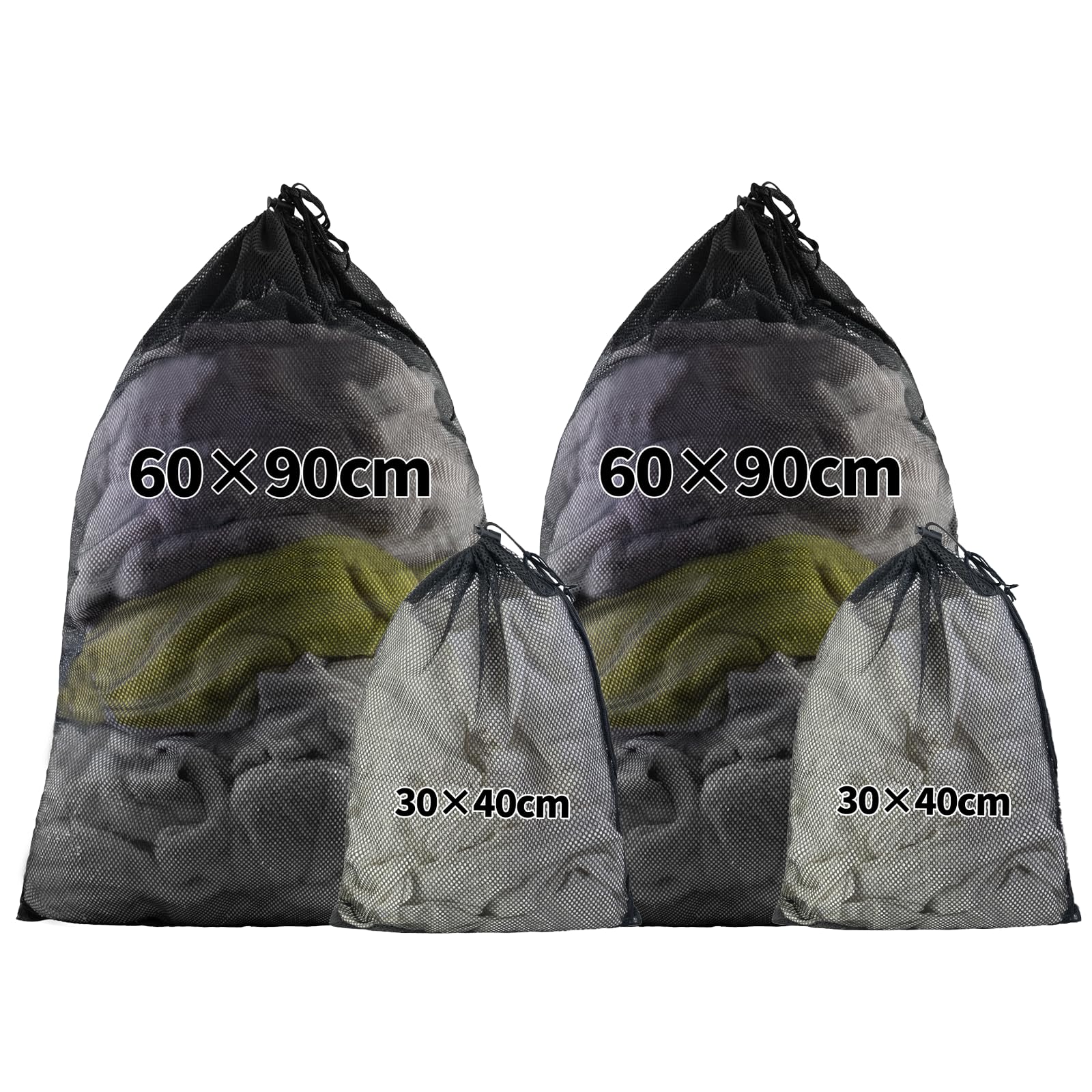 4 Pcs Mesh Laundry Bags, Large Washing Net Bags for Laundry, Heavy Duty Laundry Bag for Washing Machine with Drawstring, for Dirty Clothes Beddings Plush Toys(30x40/60x90cm)