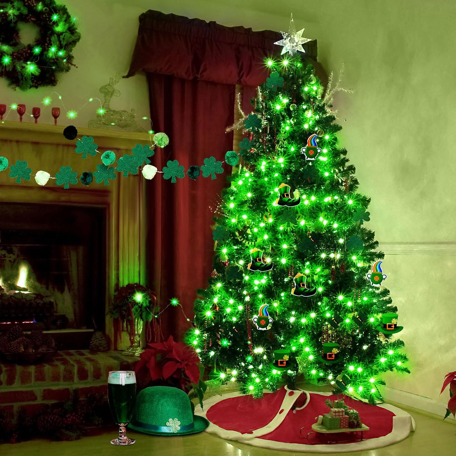 VIHOSE 6 Pack St Patrick's Day Decorations 10ft 30 LED Green Fairy String Lights Lime Green Fairy Lights Battery Operated Copper Wire for Twinkle Mason Jar Firefly St Patrick's Day Party Decor - Image 5