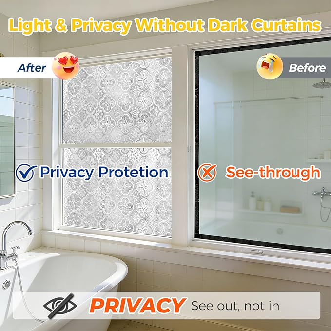 Vinilo Decorativo para Ventana con Diseño de Flores 17.5 x 78.7 pulgadas miniatura 3