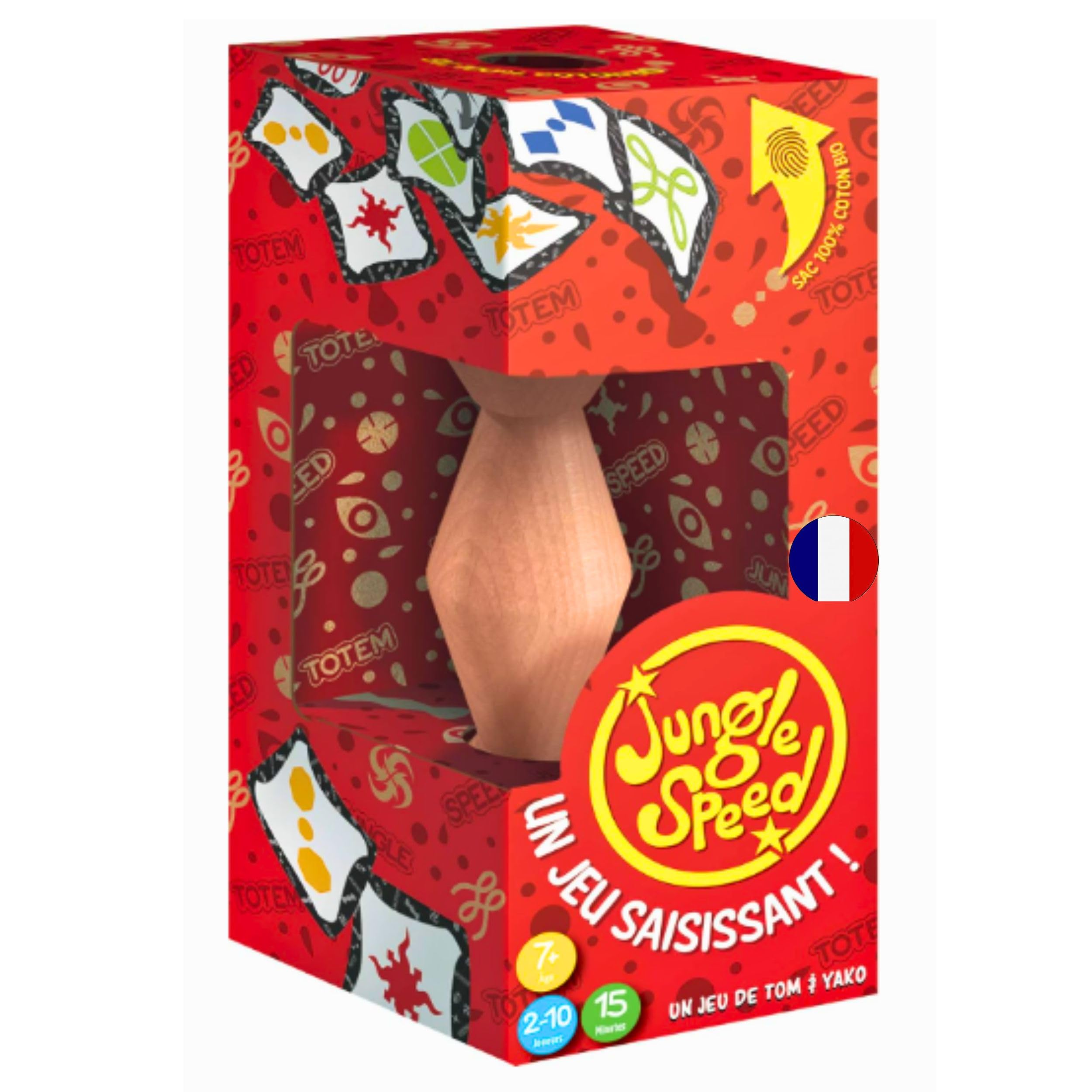 Asmodee - Jungle Speed Classique - Jeu de Rapidité pour Enfants dès 7 Ans - Jeu de Société & d'Ambiance - 2 à 10 Joueurs - Version en Bois Eco-​Responsable - avec Sac de Rangement - 15 Min- Zygomatic