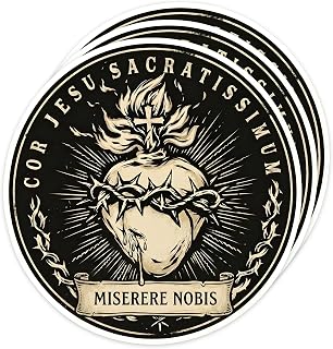 [3PCS] Sacred Heart of Jesus Sticker, Sacred Heart Decor with Jesus | Stickers Design for Christian Car Window Laptop Phone Tumbler Gear, Bumper Truck Toolbox Gift for Men Women Daily Faith Use